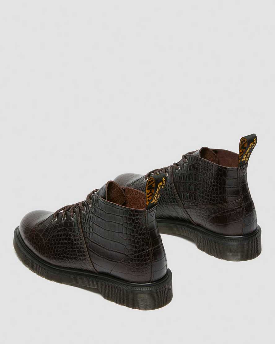 Dr. Martens' Church Crocodile Analine Leather Ankle Boots In Brown