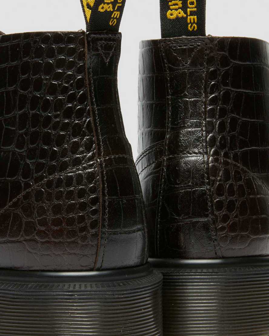 Dr. Martens' Church Crocodile Analine Leather Ankle Boots In Brown