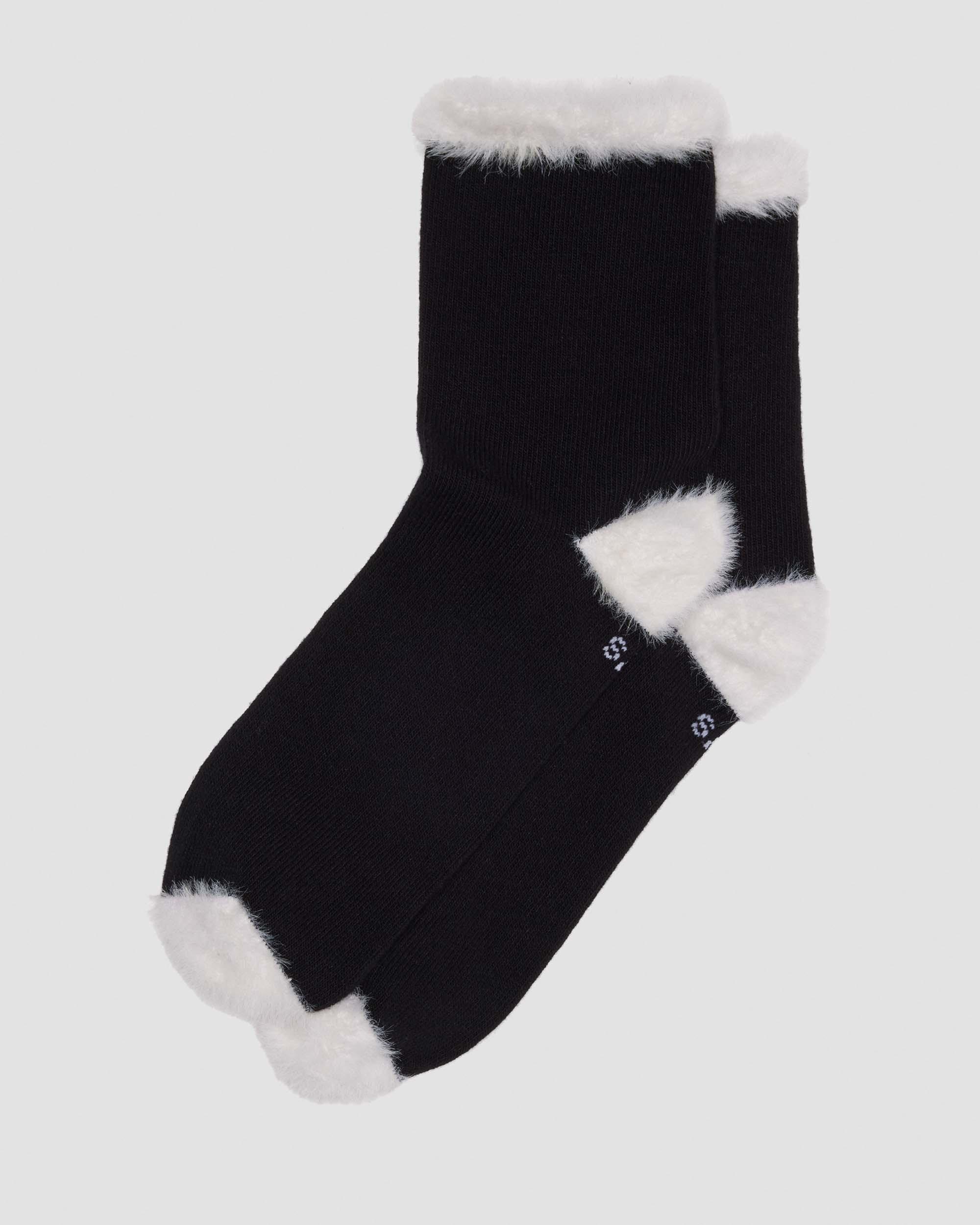 FAUX FUR ORGANIC COTTON BLEND SOCKS in Black+White