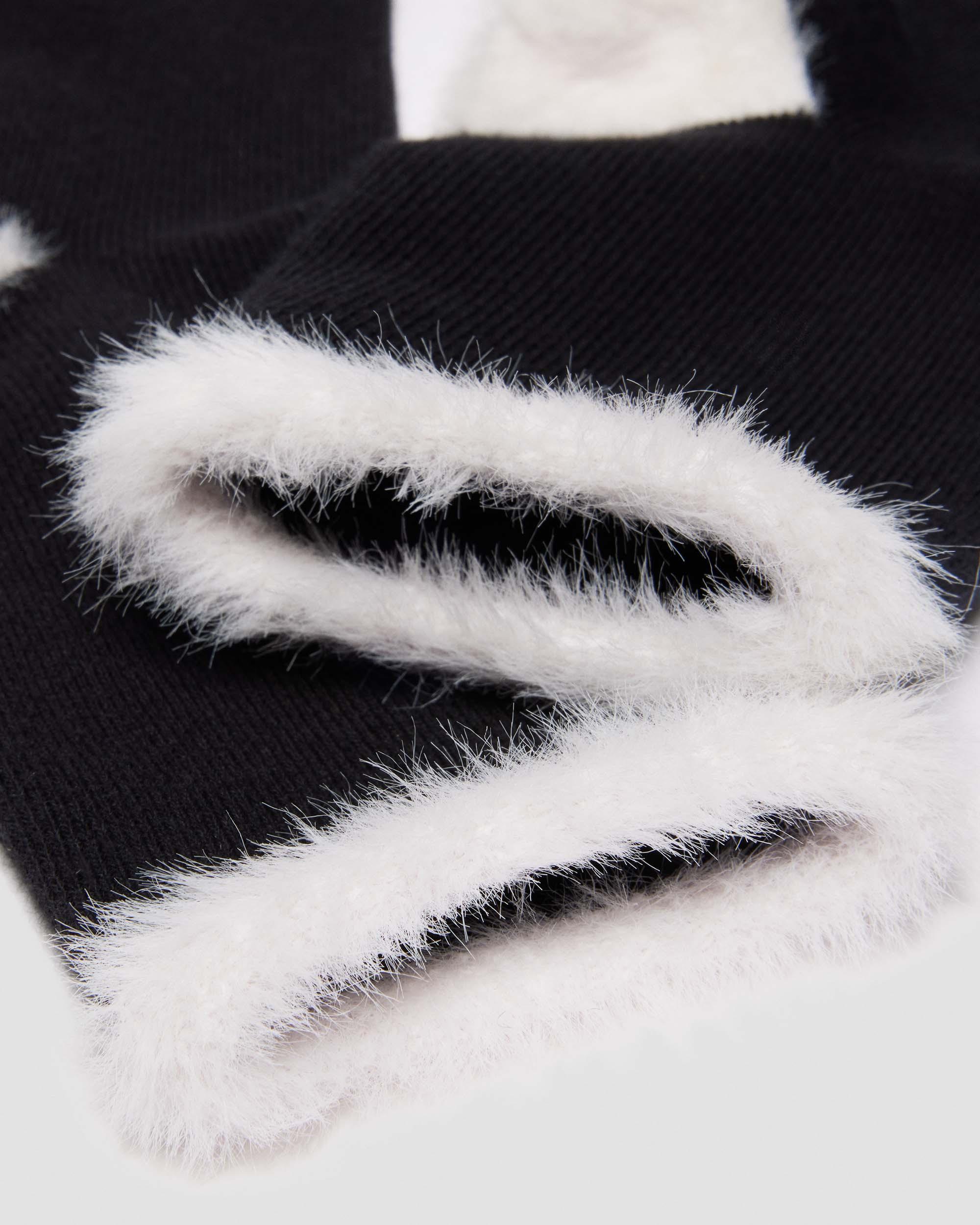 FAUX FUR ORGANIC COTTON BLEND SOCKS in Black+White