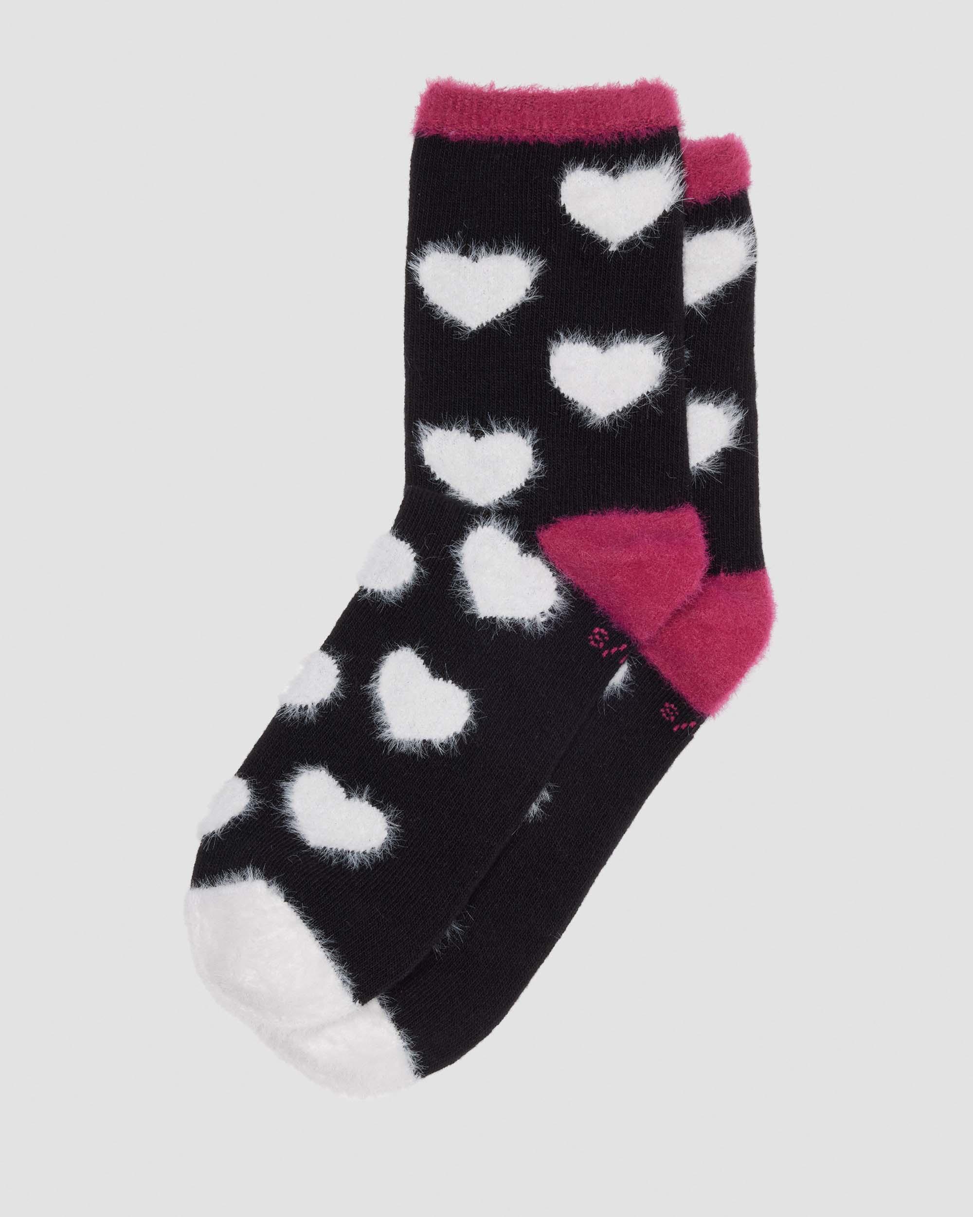FAUX FUR ORGANIC COTTON BLEND SOCKS in Black & Pink
