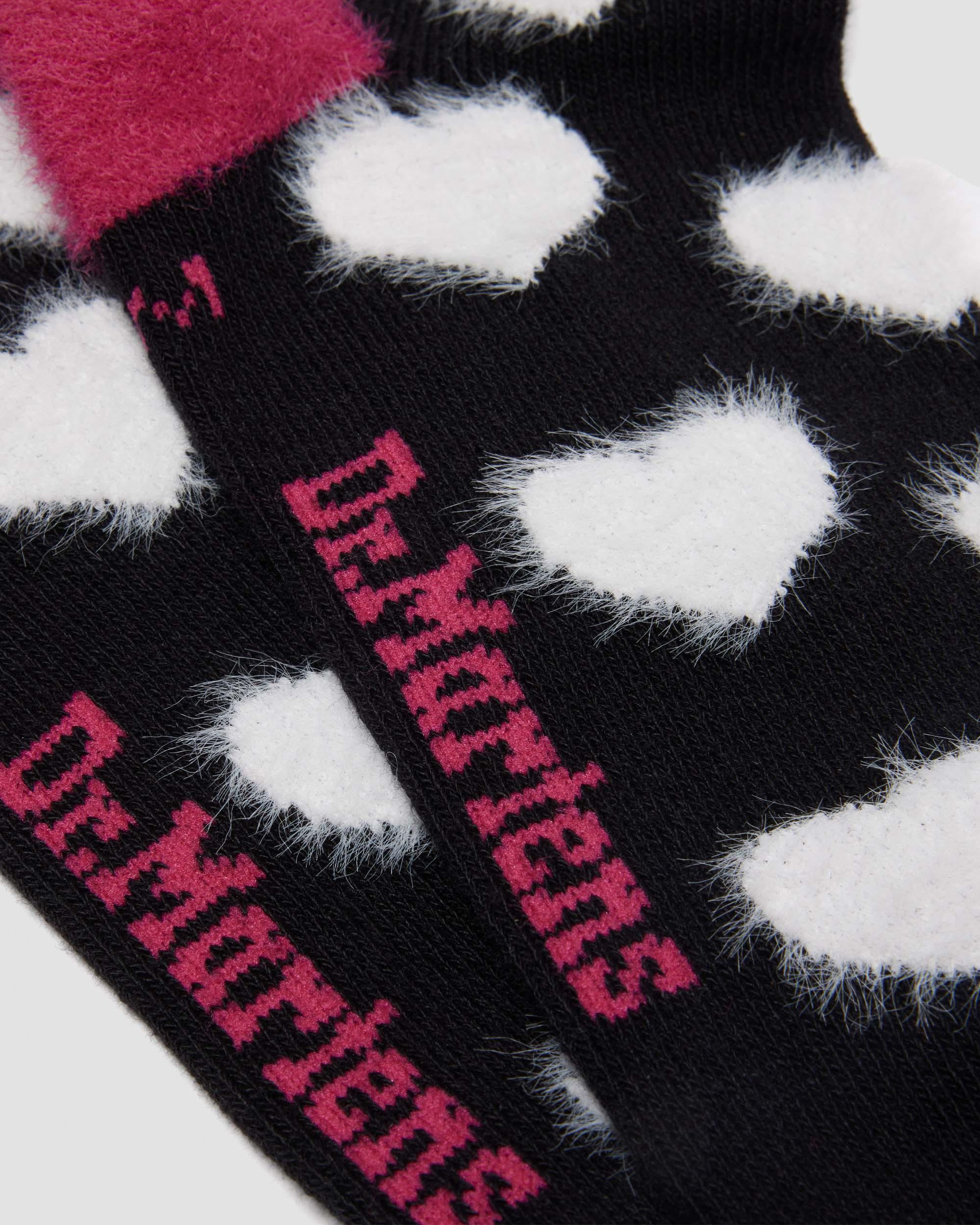 CHAUSSETTES EN COTON BIOLOGIQUE MÉLANGÉ ET FOURRURE SYNTHÉTIQUE in Noir & Rose