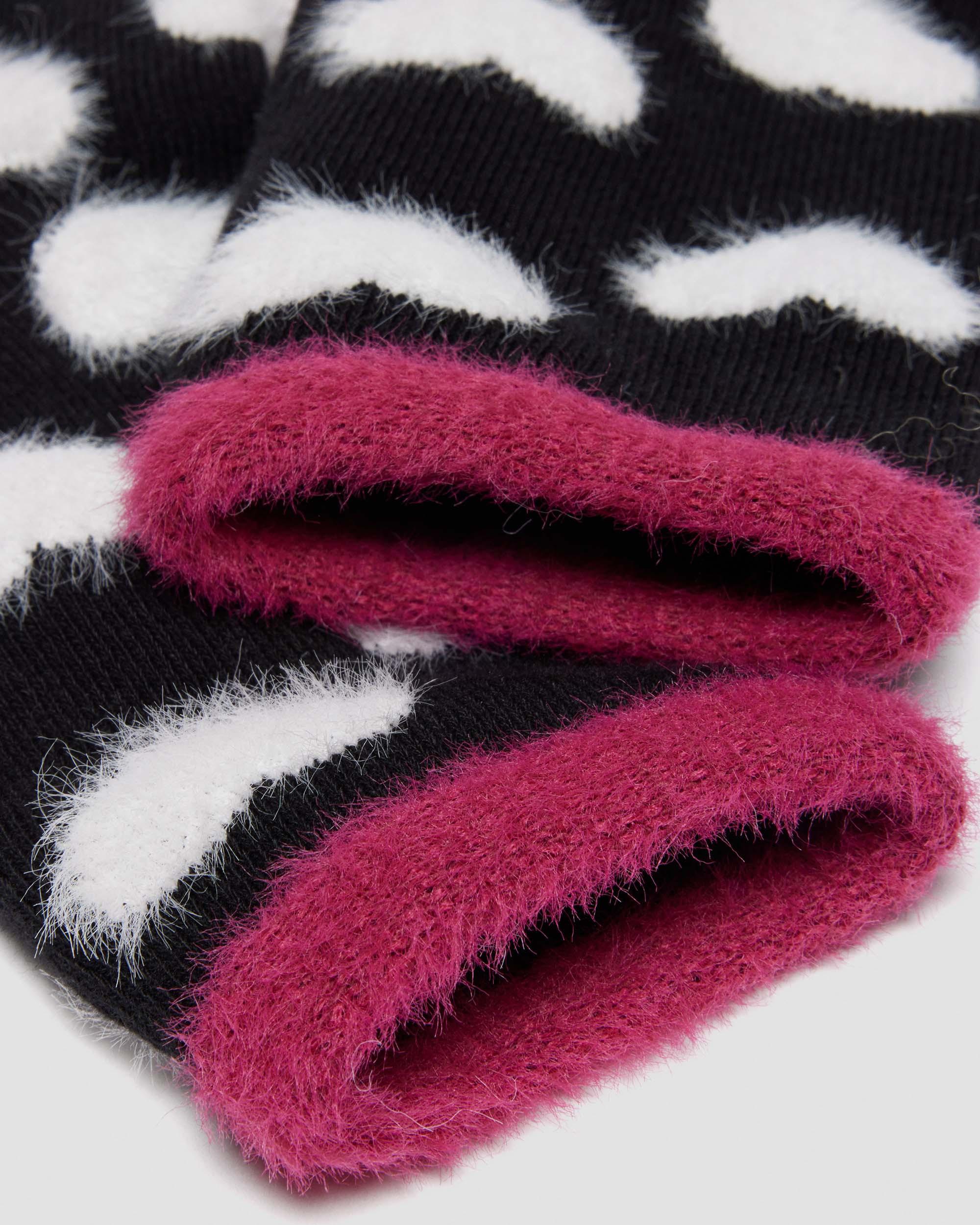 CHAUSSETTES EN COTON BIOLOGIQUE MÉLANGÉ ET FOURRURE SYNTHÉTIQUE in Noir & Rose