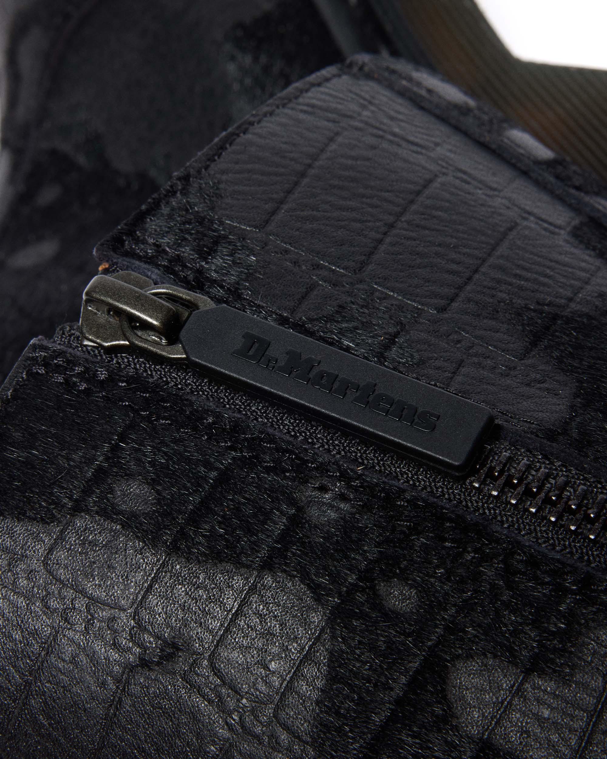 Rejena Hair On Croc Emboss  Leder Stiefel in Schwarz