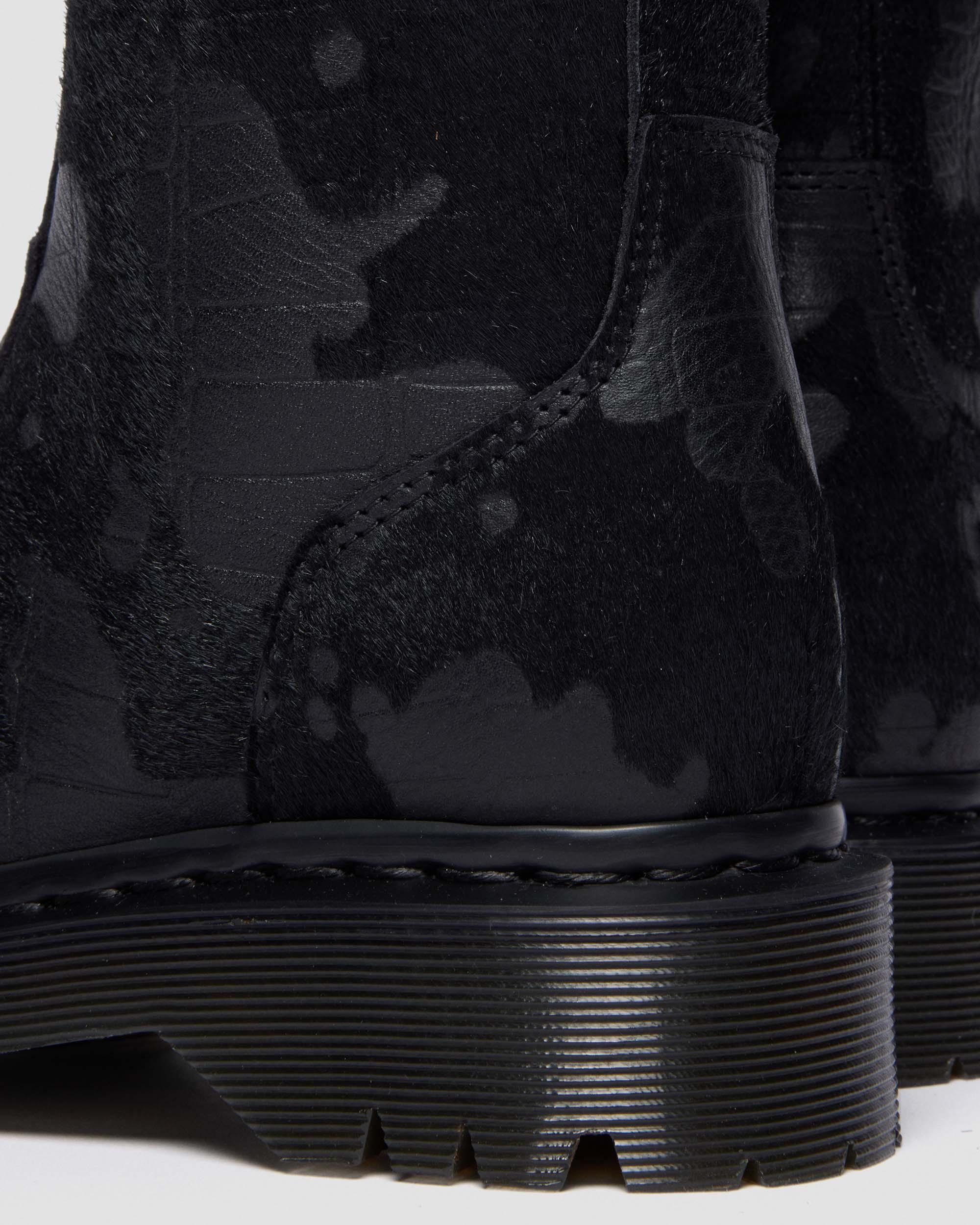 Rejena Hair On Croc Emboss  Leder Stiefel in Schwarz