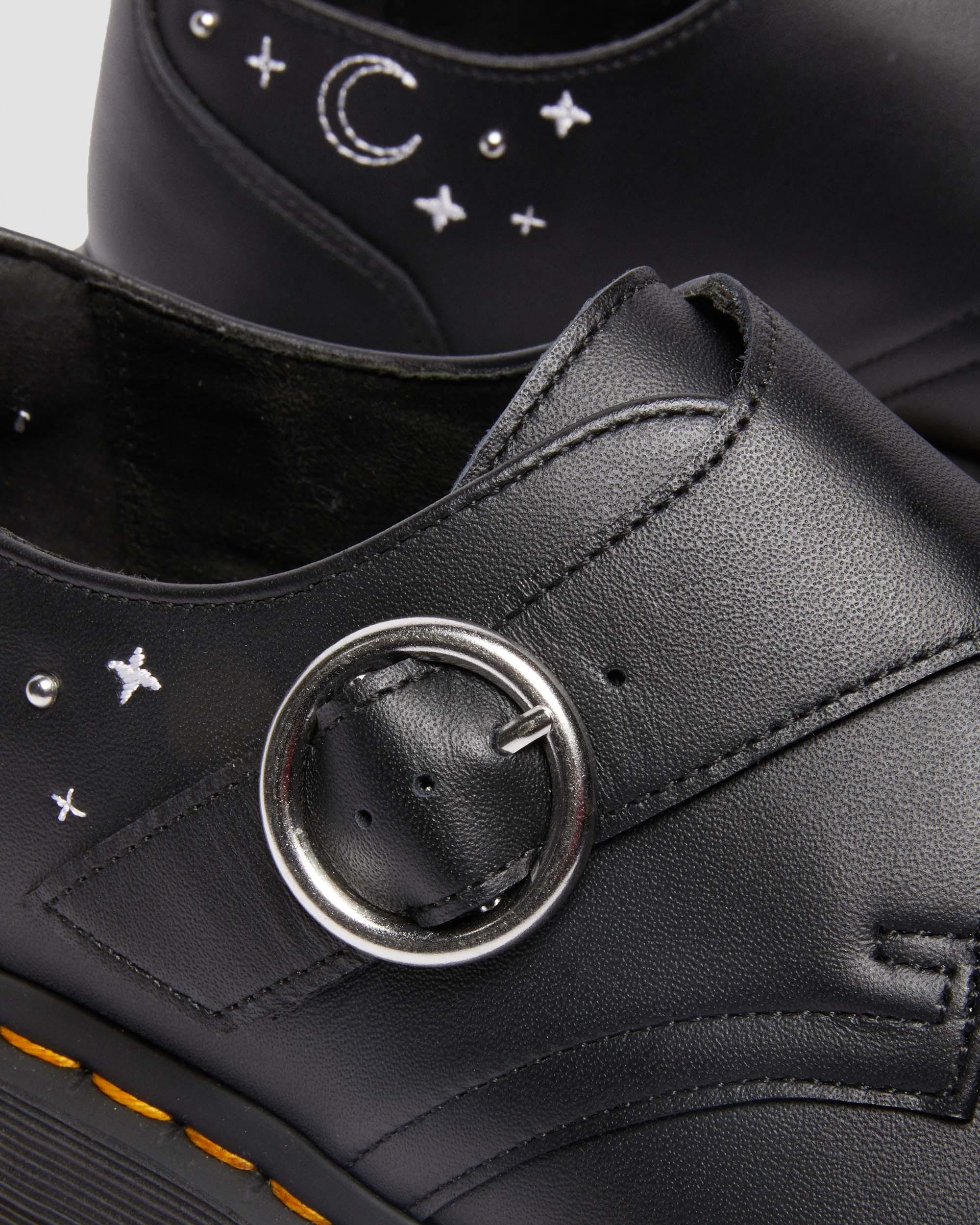 Monk Celestial Moth Leather Platform Shoes in Black | Dr
