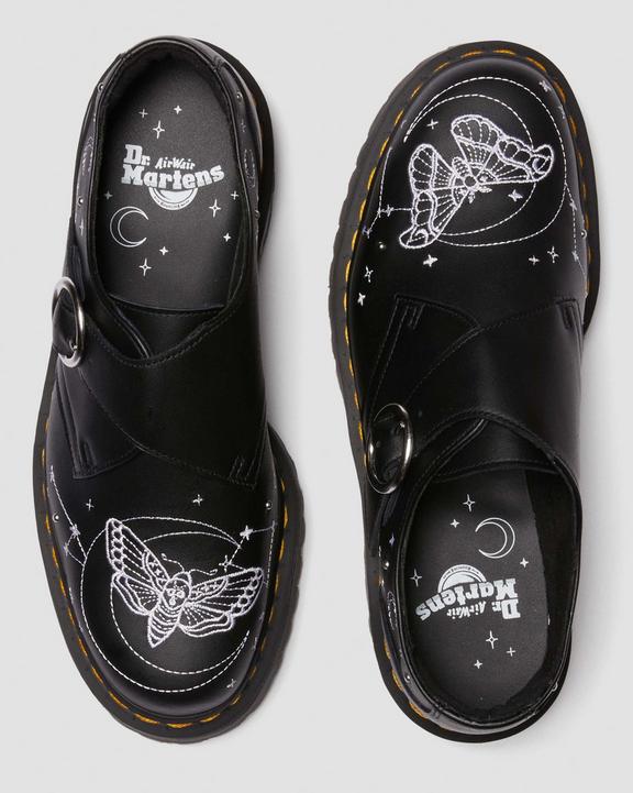 Monk Celestial Moth Leather Platform Shoes in Black | Dr Monk Celestial Moth Leather Platform Shoes in Black | Dr