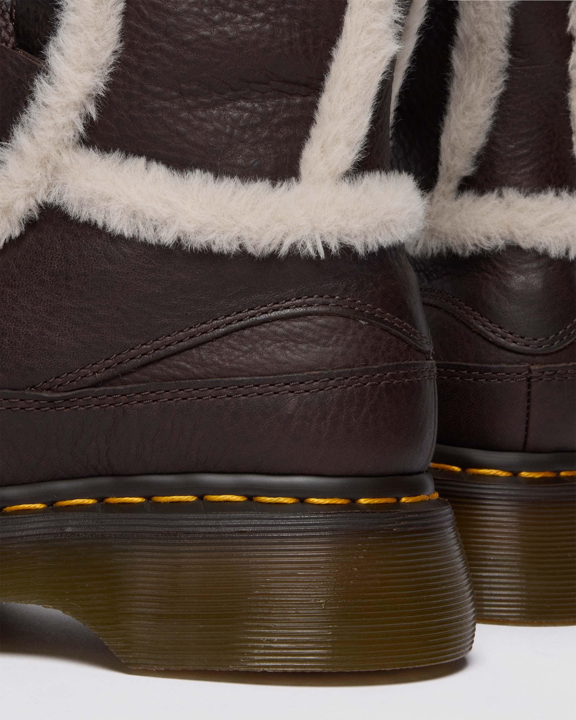 Buzz Lace Up-støvler med imiteret pelsforing og Grizzly-læder in Mørkebrun