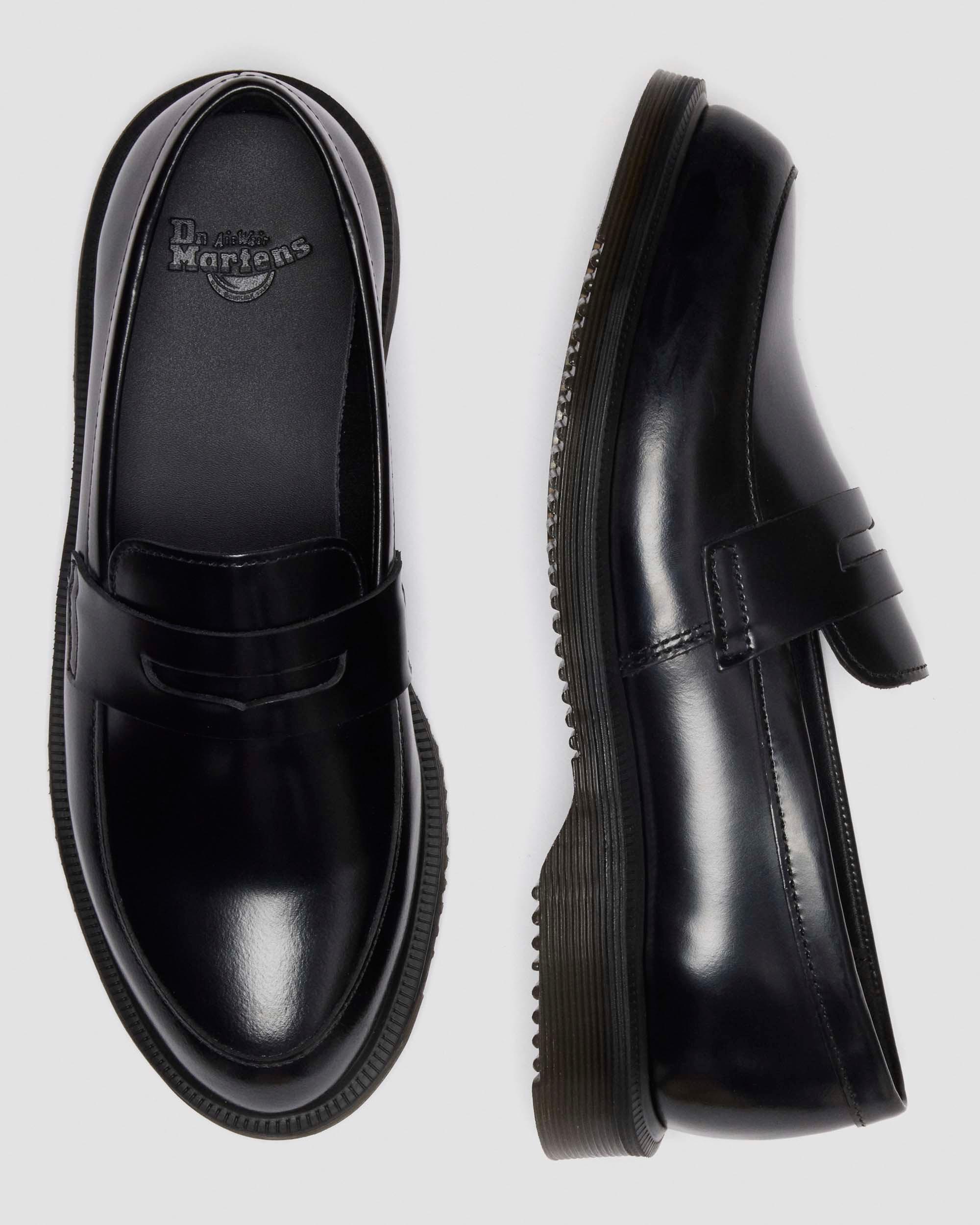 Temara Polished Smooth Leren Loafers in Zwart