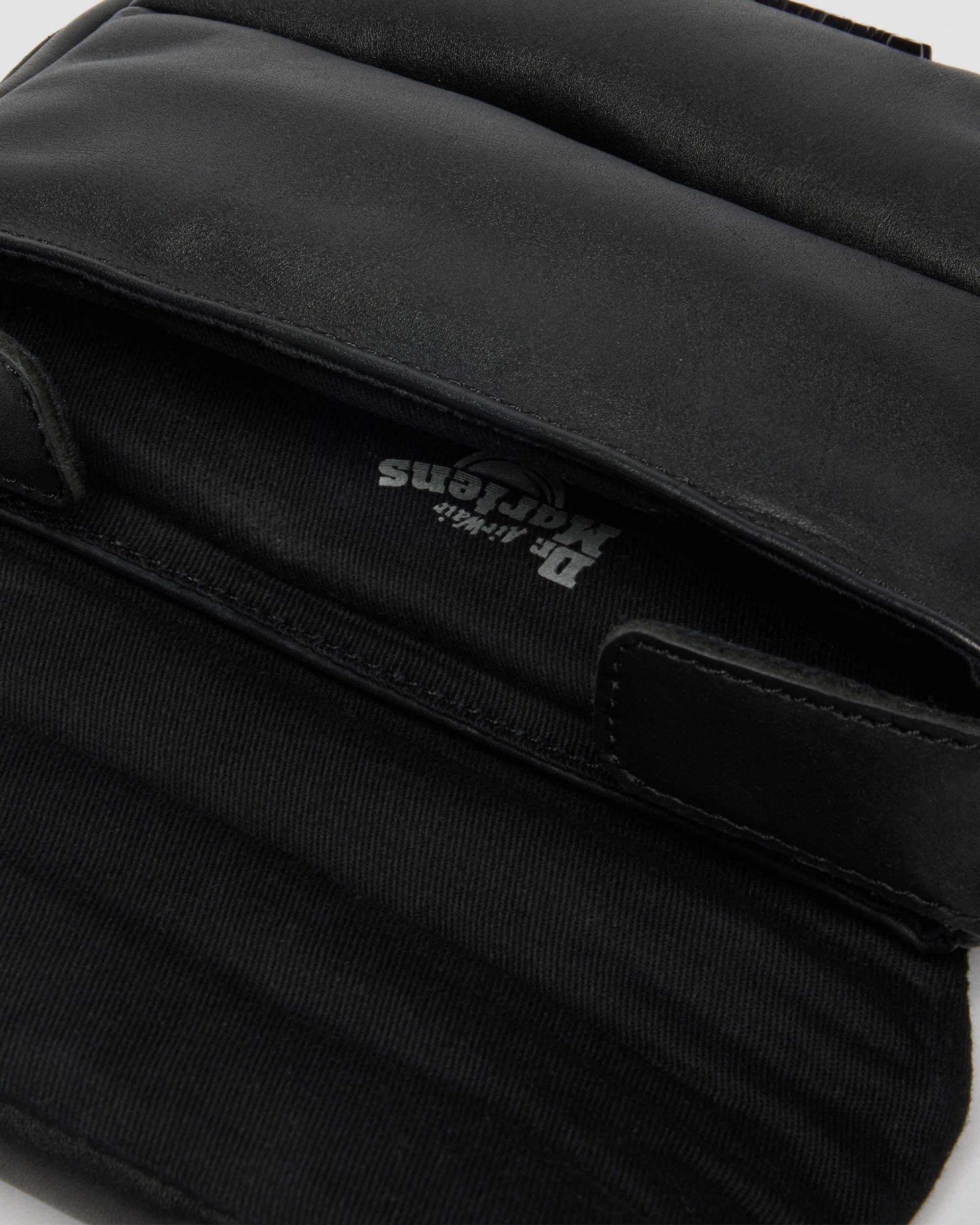 7 Inch Padded Leather Satchel in BLACK