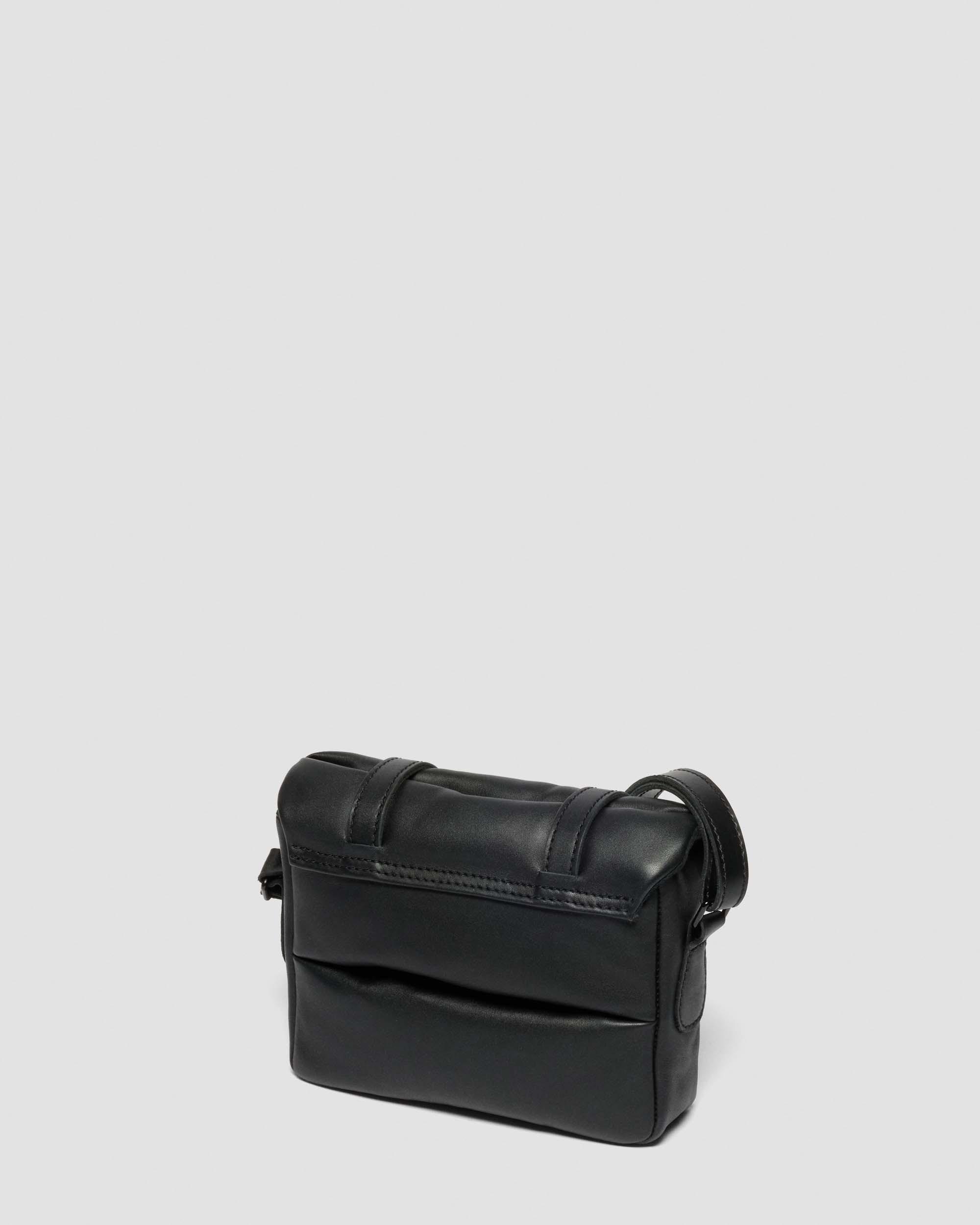 7 Inch Padded Leather Satchel in BLACK