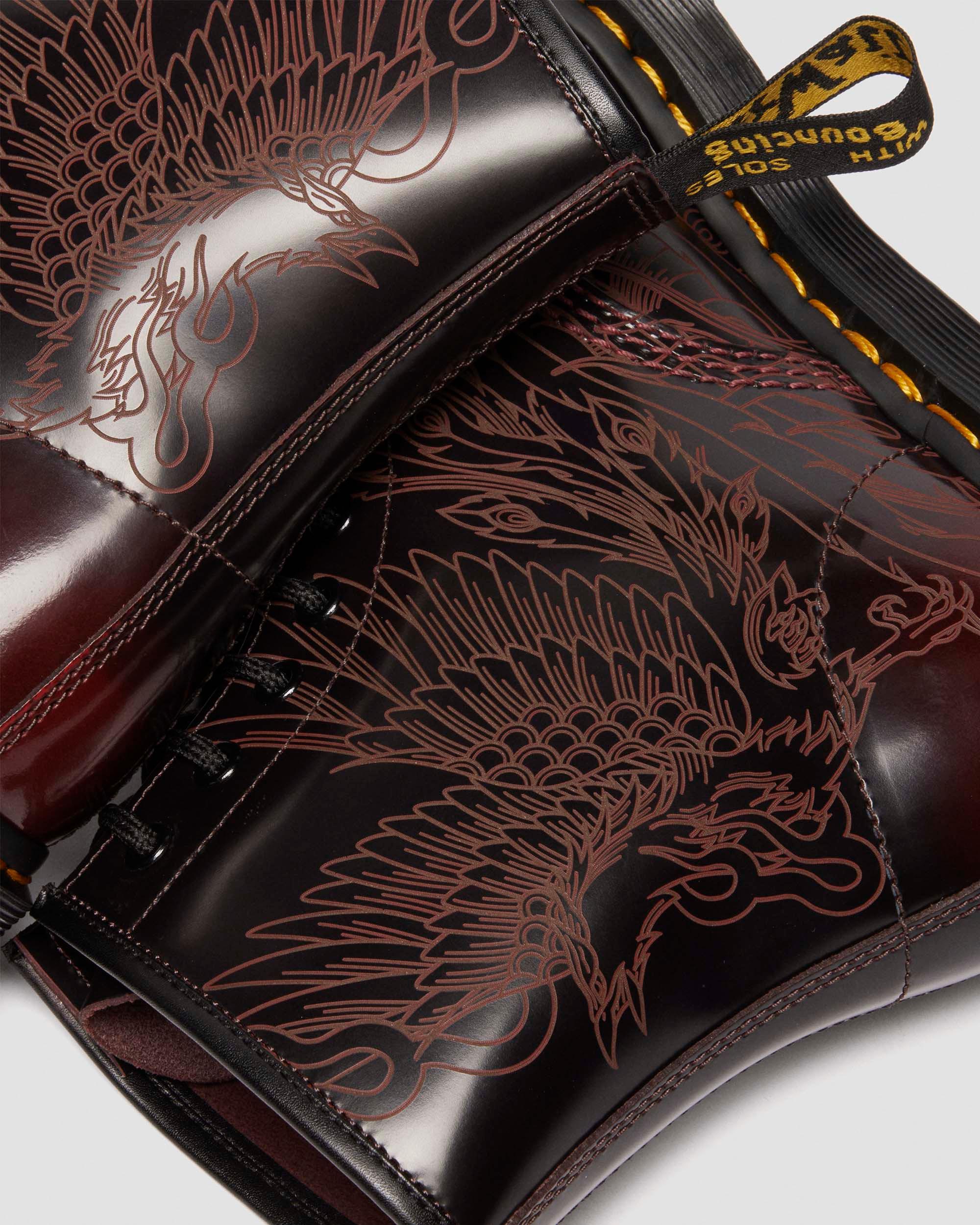 1460 Phoenix Arcadia Rub Off Leather Boots in Cherry Red