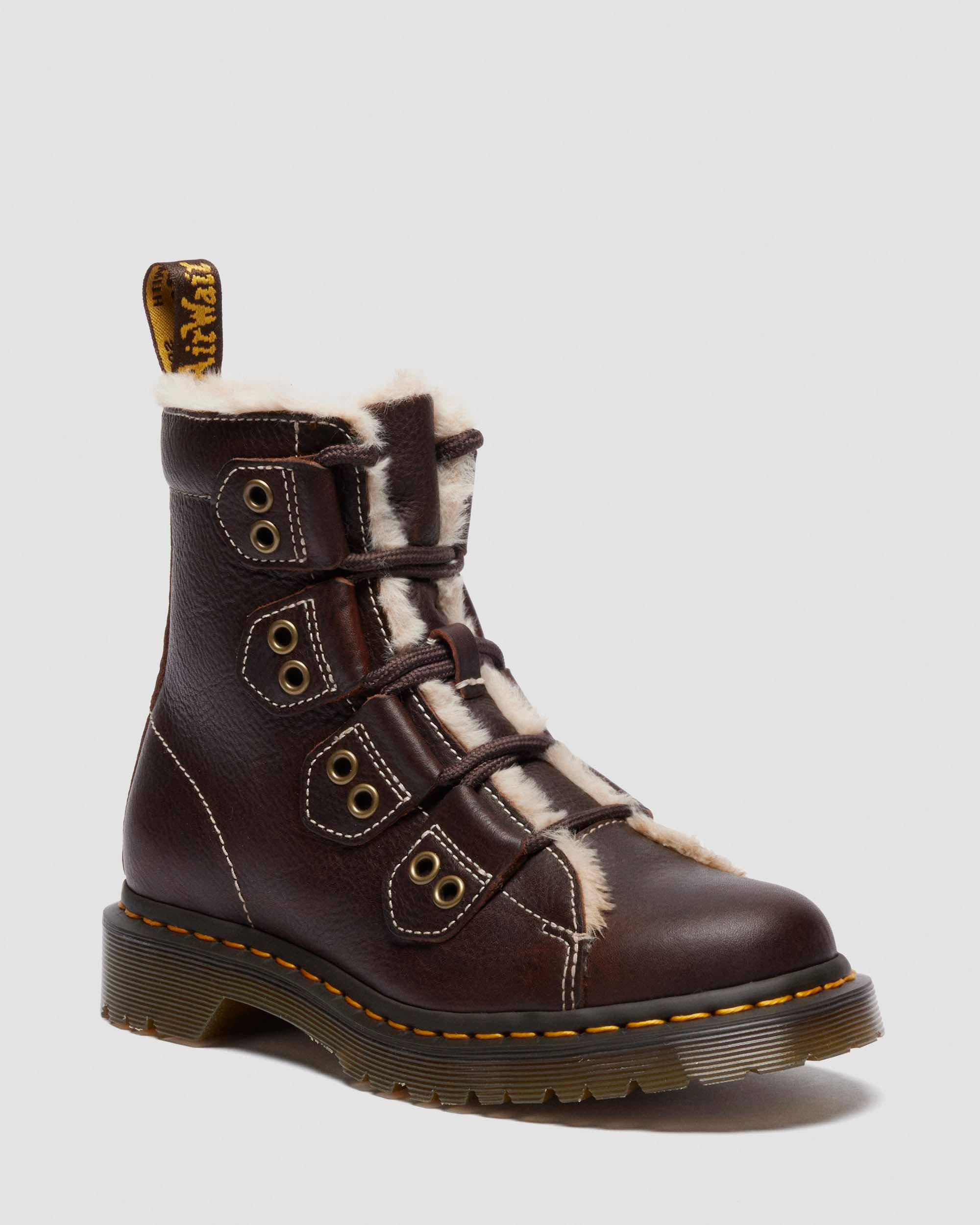 Dr. Martens 1460 Faux Fur Lined Lace-to-toe Leather Boots In Brown