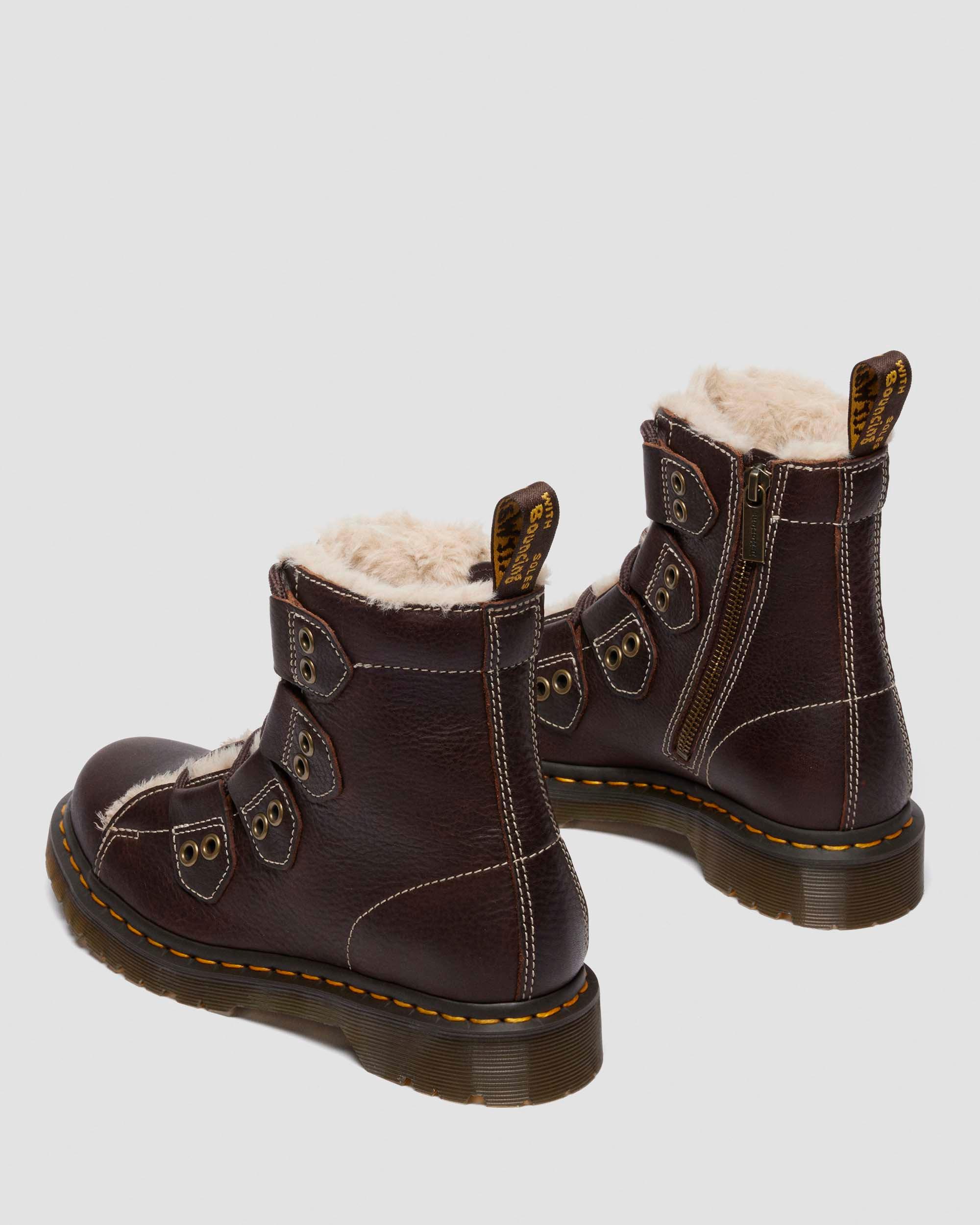 Dr. Martens 1460 Faux Fur Lined Lace-to-toe Leather Boots In Brown