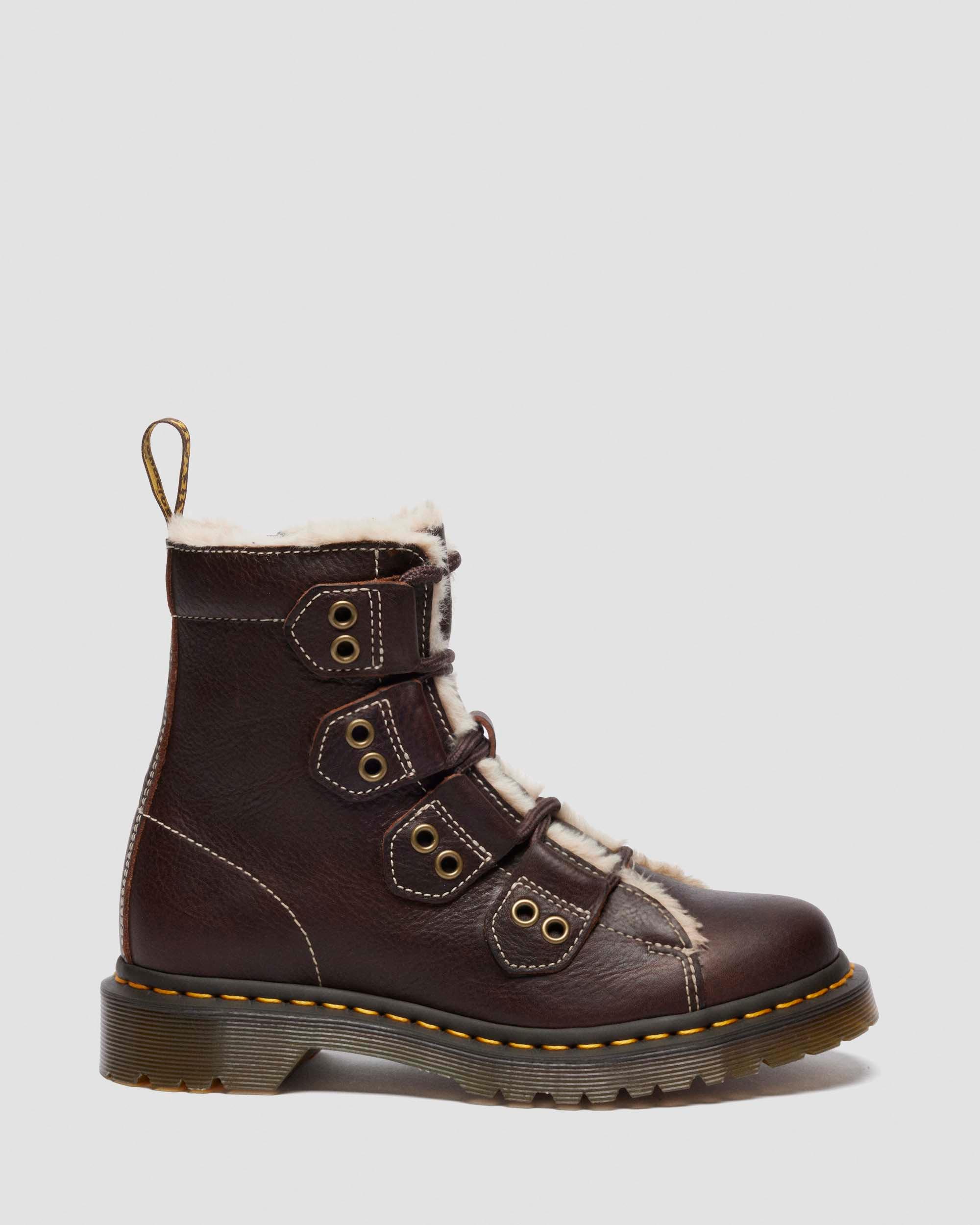 Dr. Martens 1460 Faux Fur Lined Lace-to-toe Leather Boots In Brown