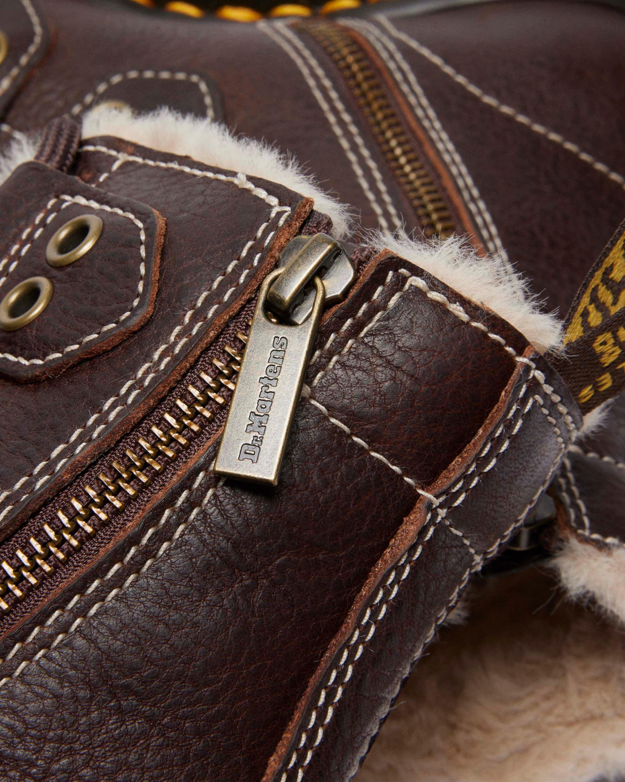 1460 Faux Fur Lined Lace-to-toe Leather Boots in Dark Brown