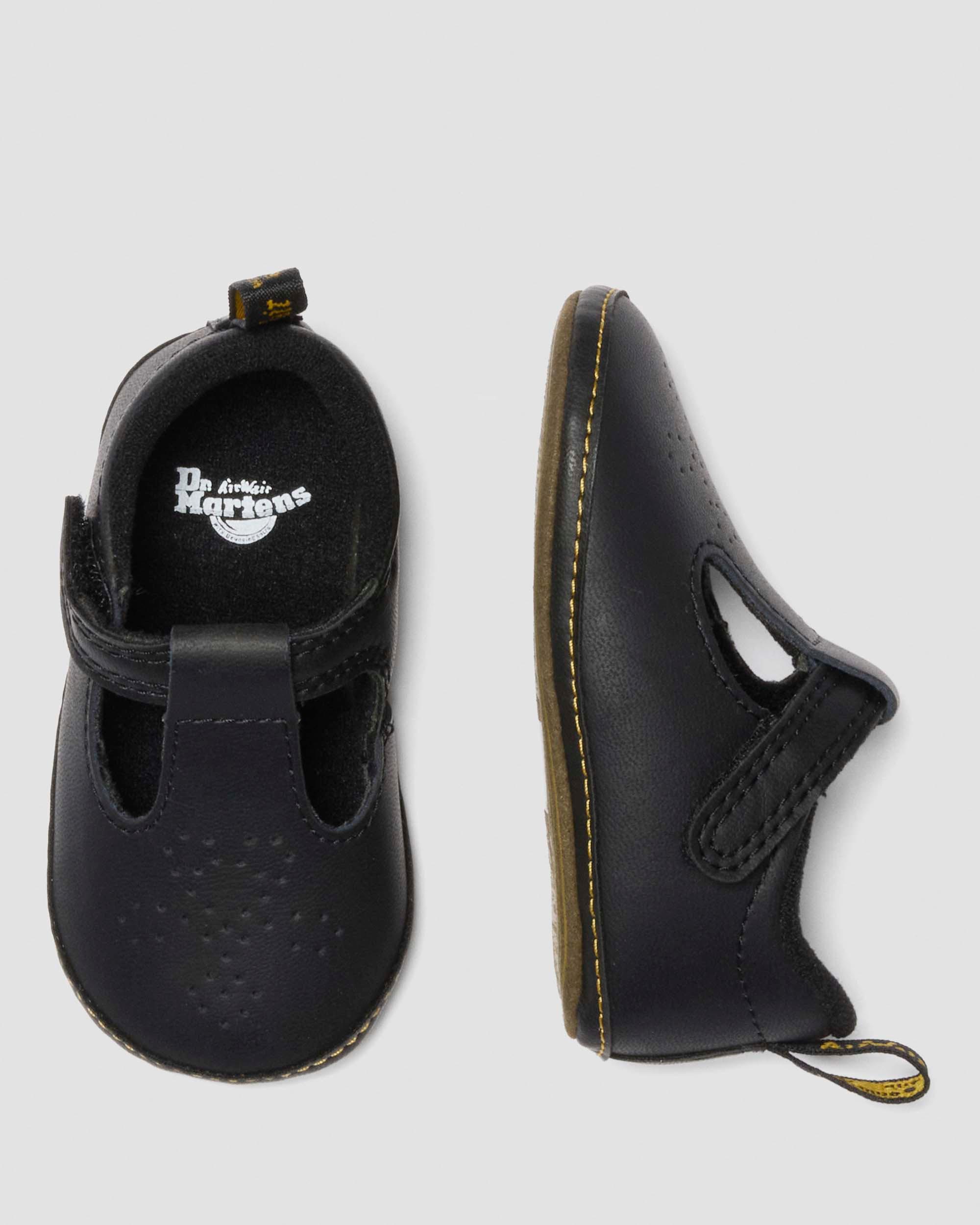 NEWBORN POLLEY PU-COATED LEATHER MARY JANE SHOES in Black