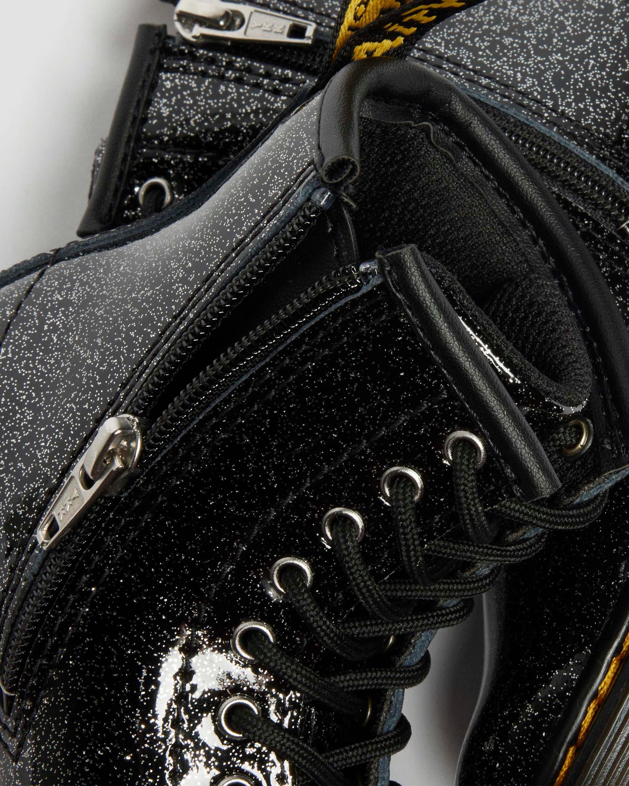 TODDLER 1460 GLITTER PATENT LEATHER  BOOTS in BLACK+SILVER