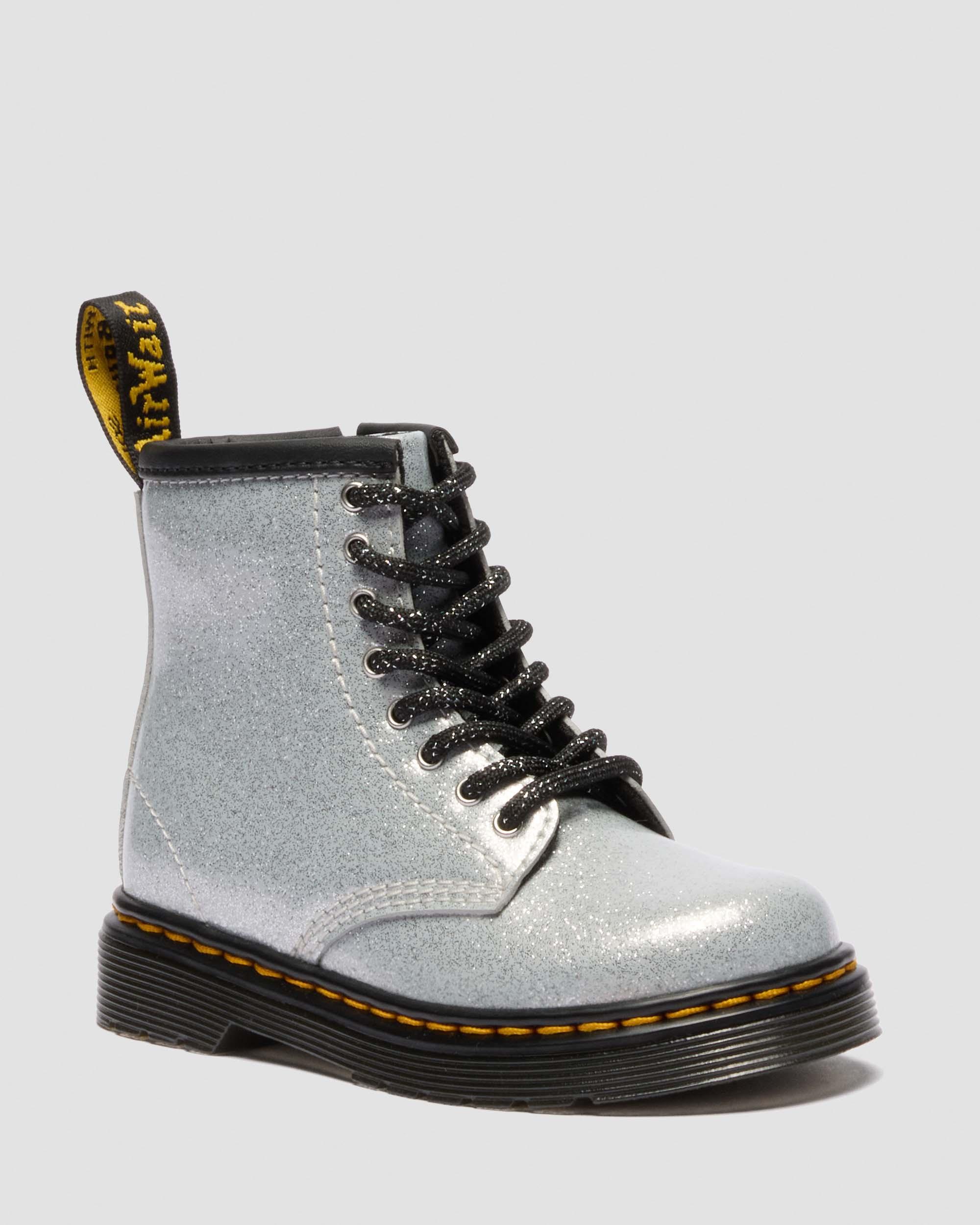 TODDLER 1460 GLITTER PATENT LEATHER  BOOTS in Silver