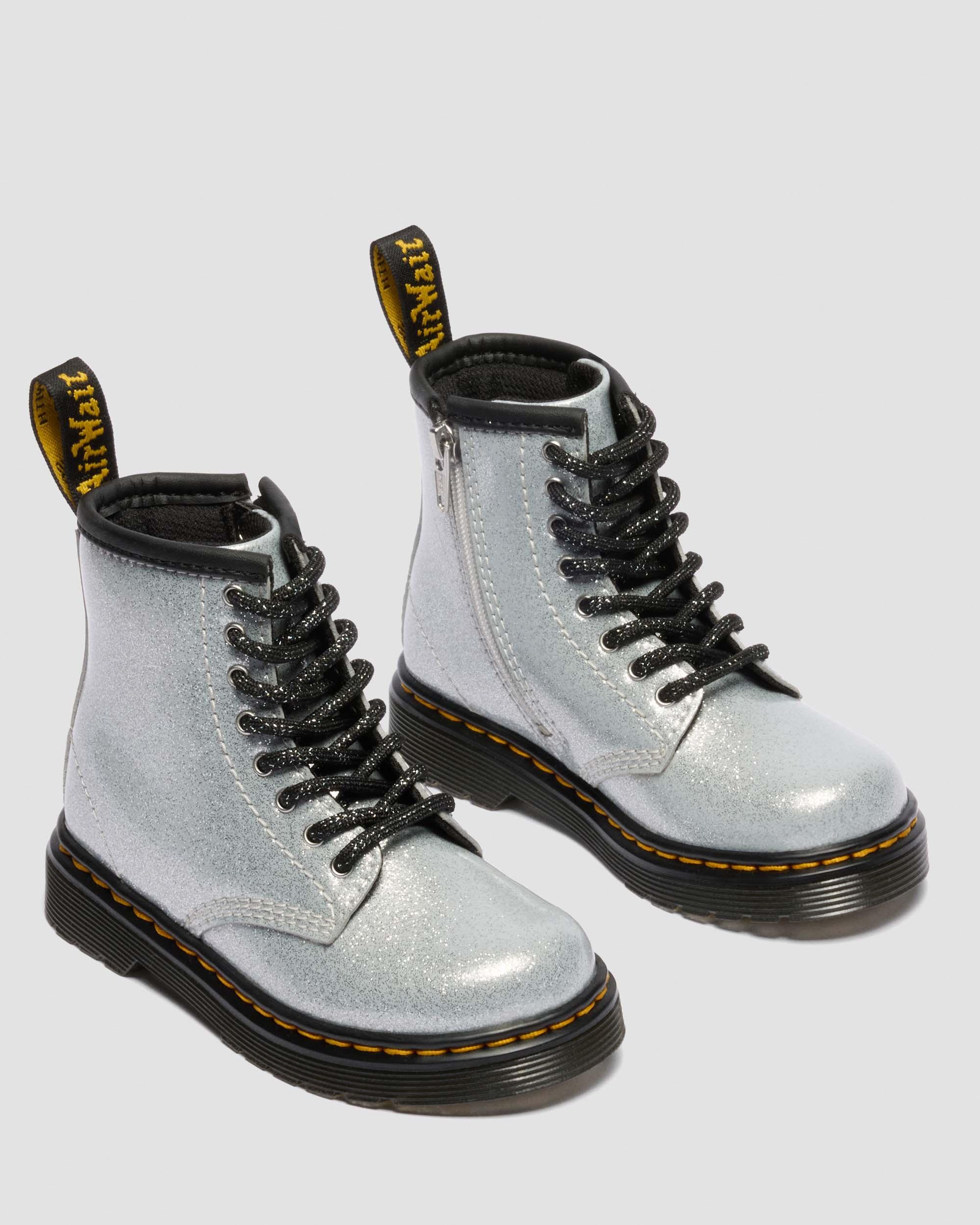 TODDLER 1460 GLITTER PATENT LEATHER  BOOTS in Silver