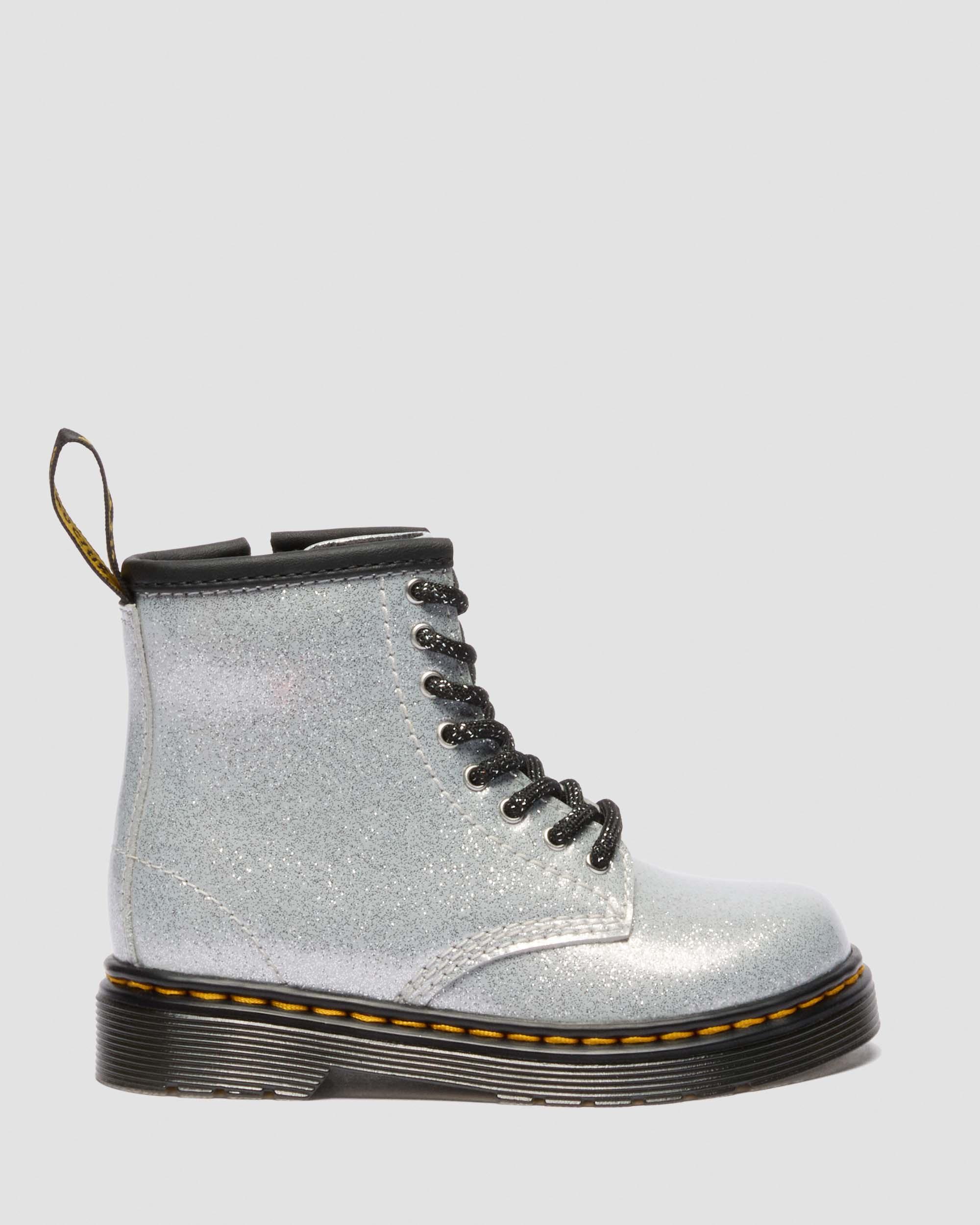 TODDLER 1460 GLITTER PATENT LEATHER  BOOTS in Silver