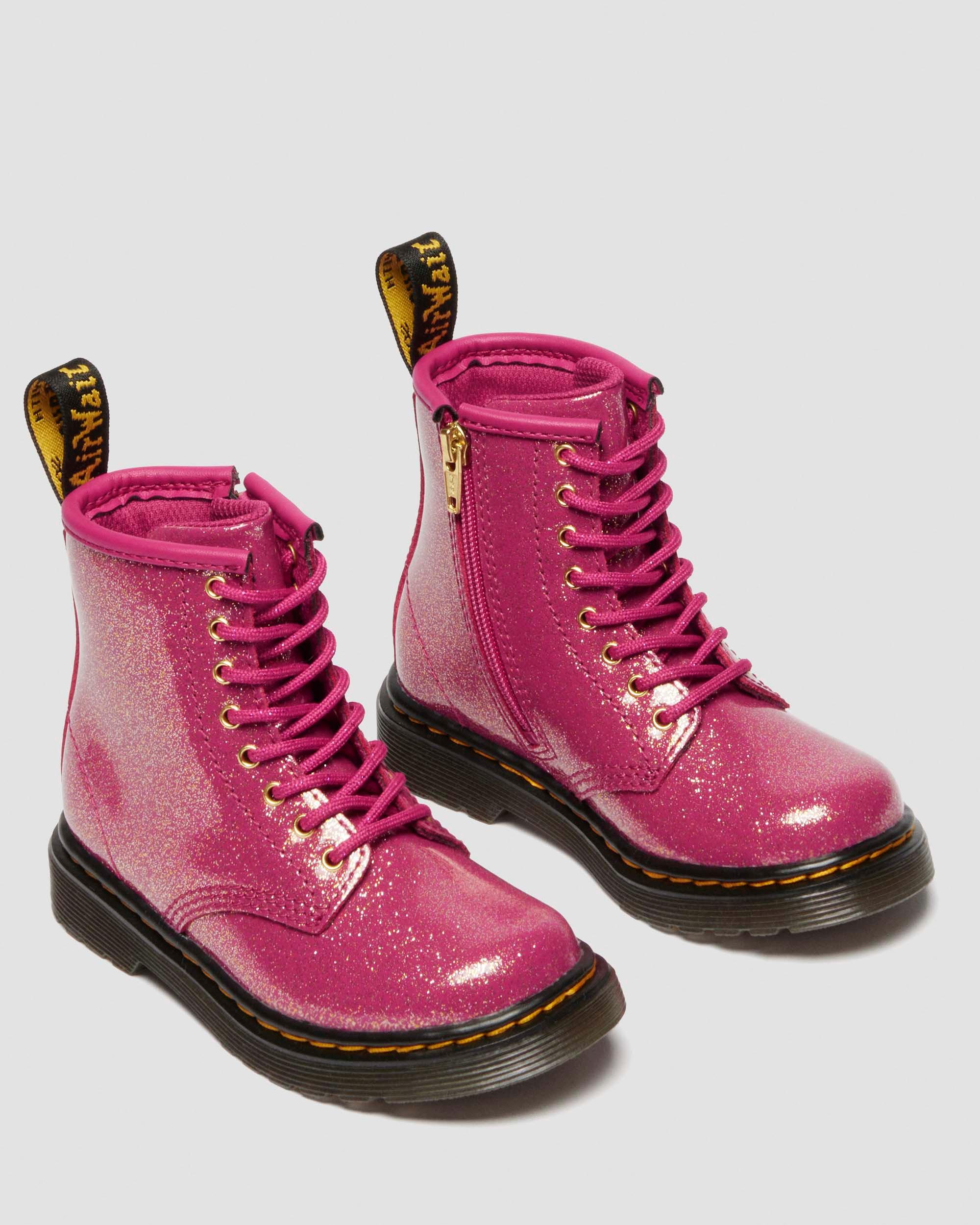 TODDLER 1460 GLITTER PATENT LEATHER  BOOTS in FUCHSIA+SILVER+GOLD