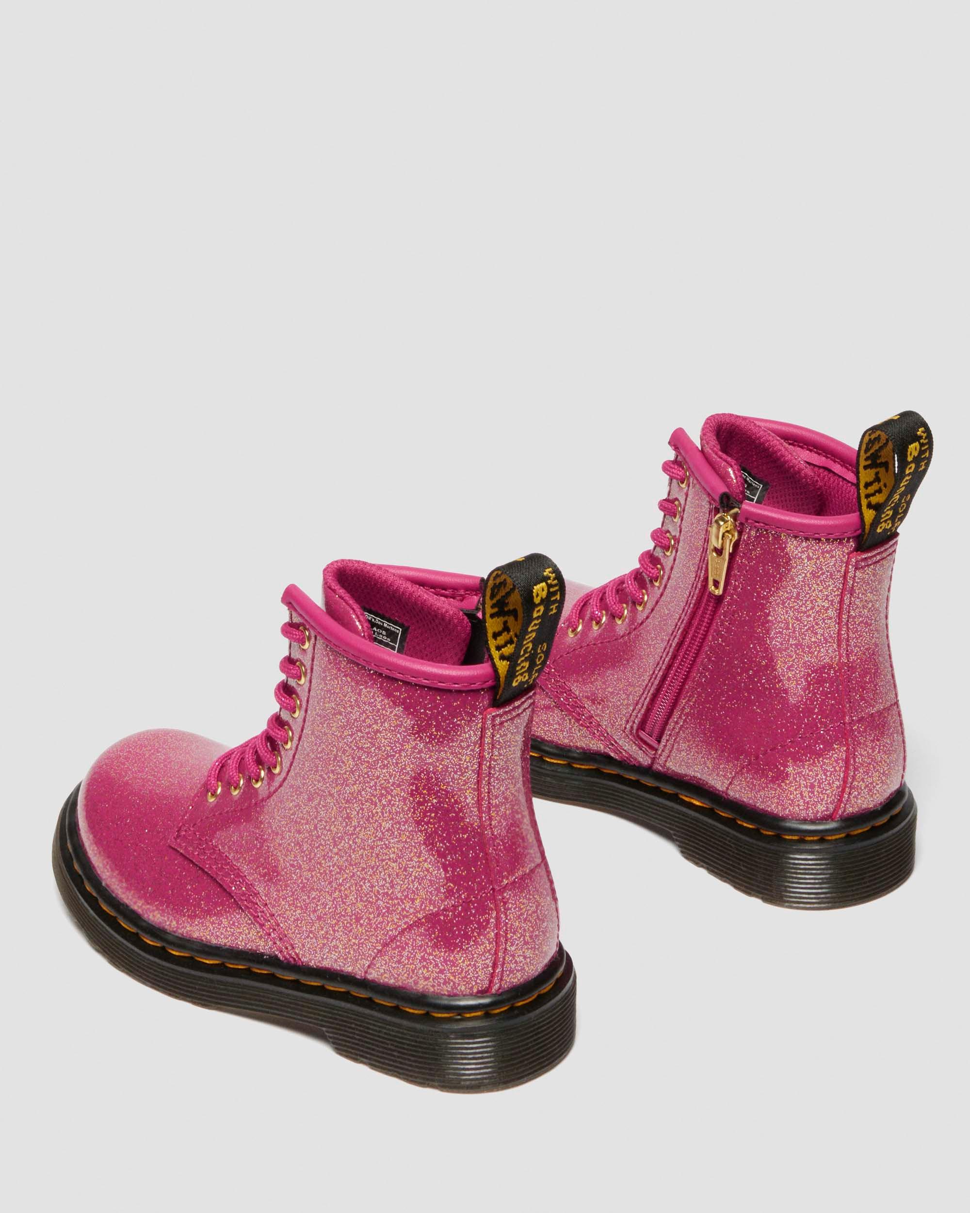 TODDLER 1460 GLITTER PATENT LEATHER  BOOTS in FUCHSIA+SILVER+GOLD