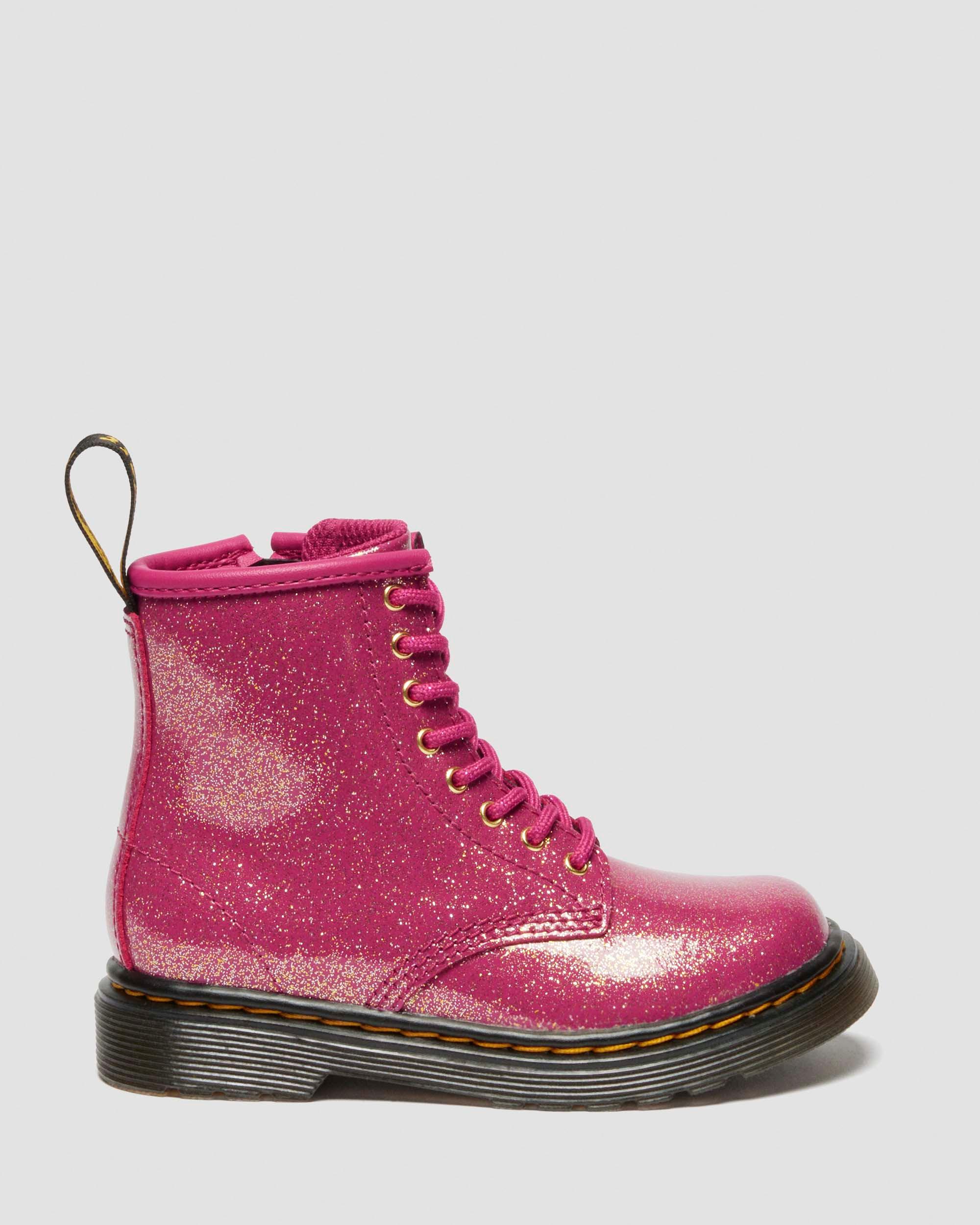 TODDLER 1460 GLITTER PATENT LEATHER  BOOTS in FUCHSIA+SILVER+GOLD