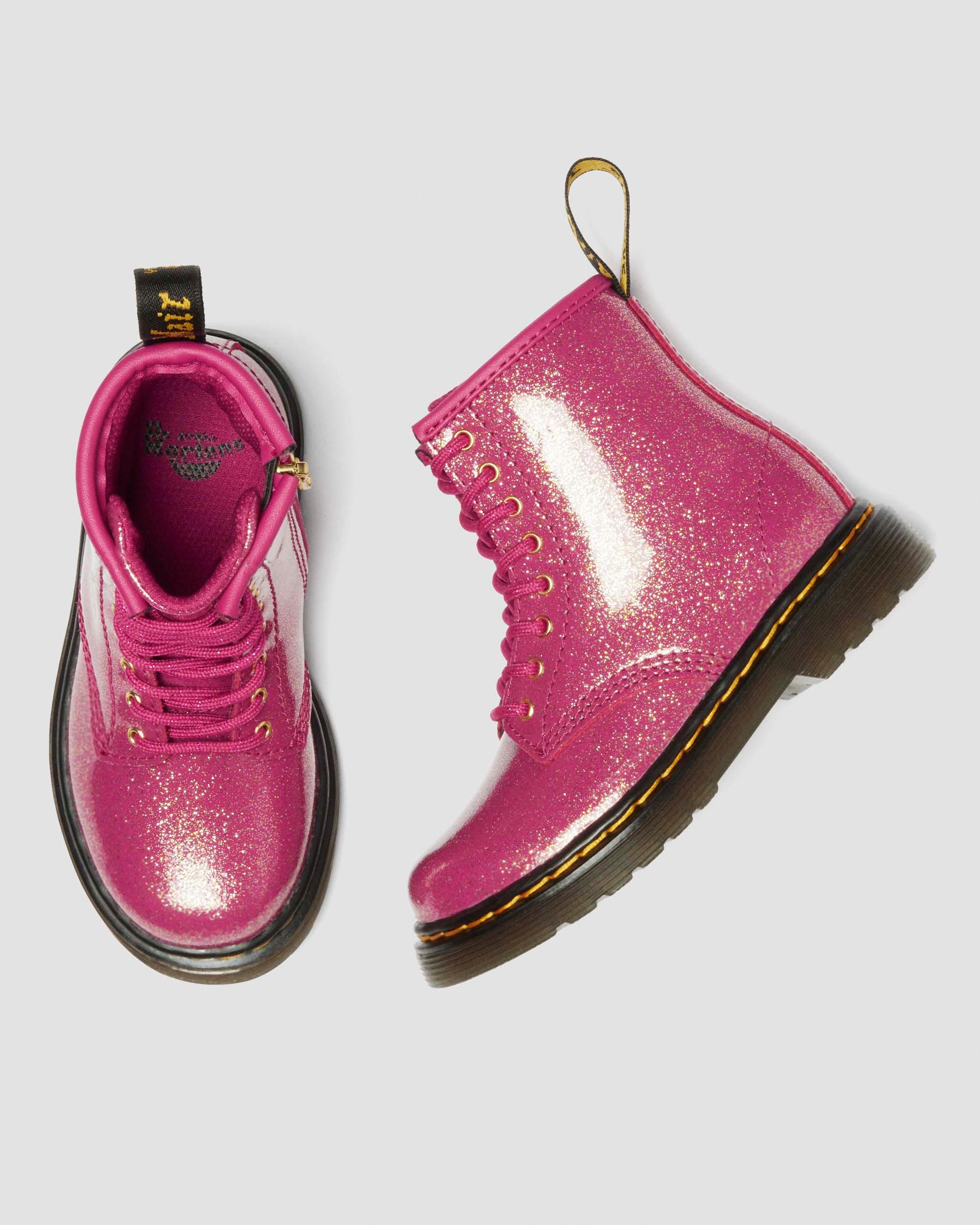 TODDLER 1460 GLITTER PATENT LEATHER  BOOTS in FUCHSIA+SILVER+GOLD