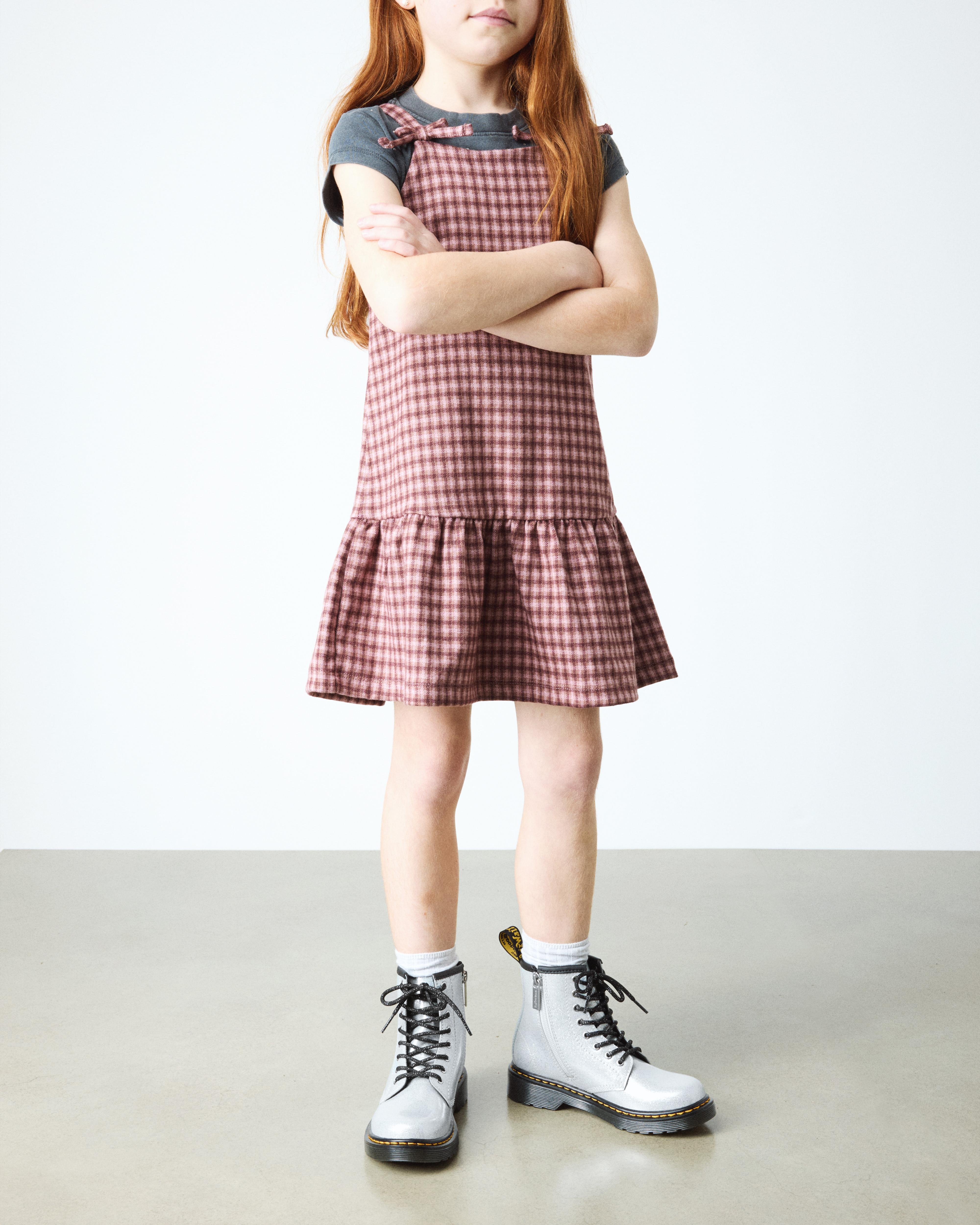 JUNIOR 1460 GLITTER PATENT LEATHER  BOOTS in Silver