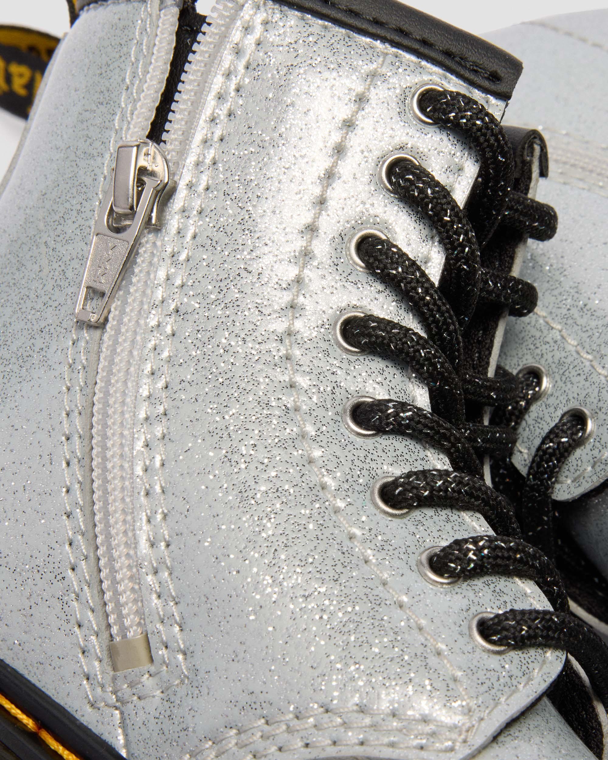 JUNIOR 1460 GLITTER PATENT LEATHER  BOOTS in Silver