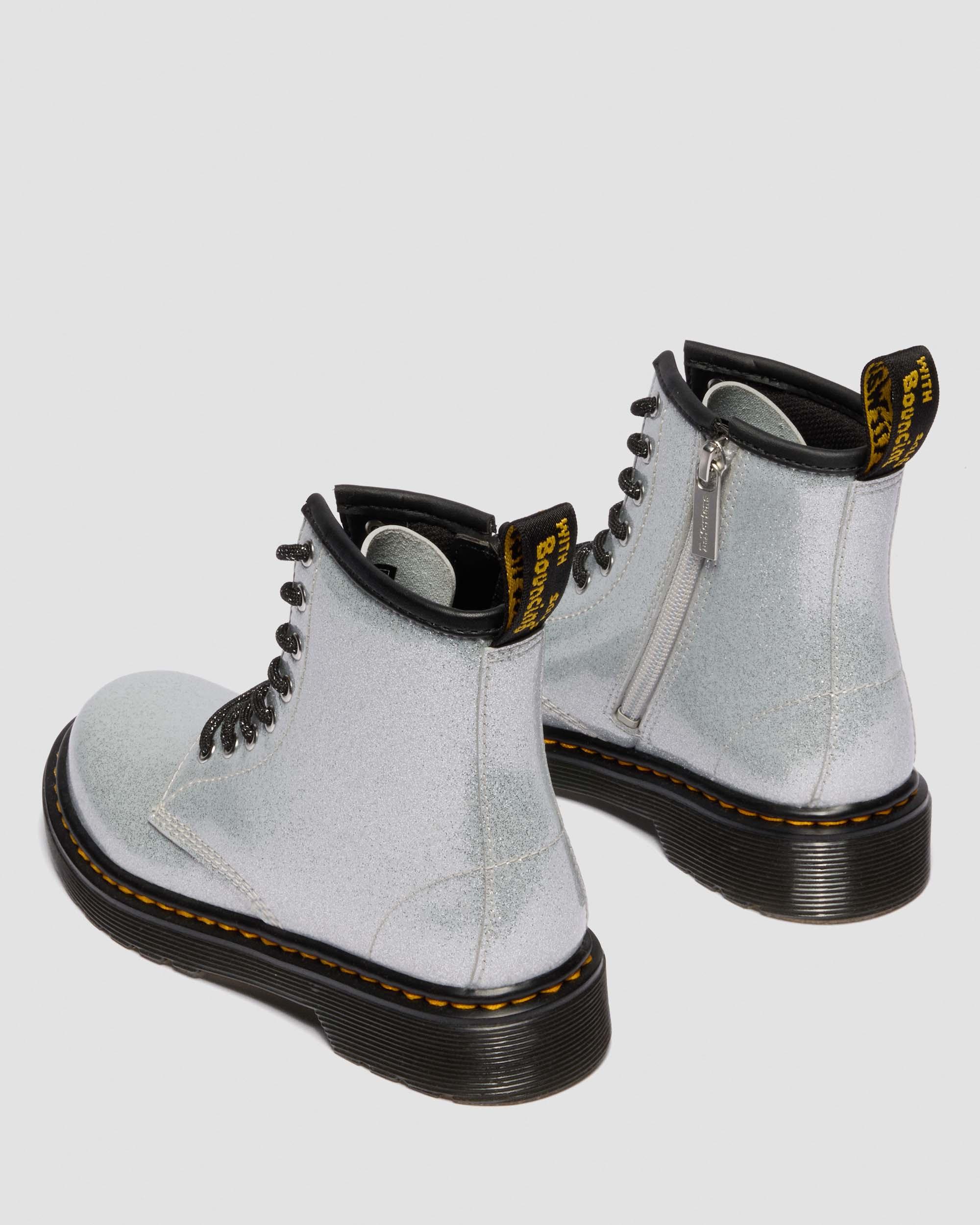 JUNIOR 1460 GLITTER PATENT LEATHER  BOOTS in Silver