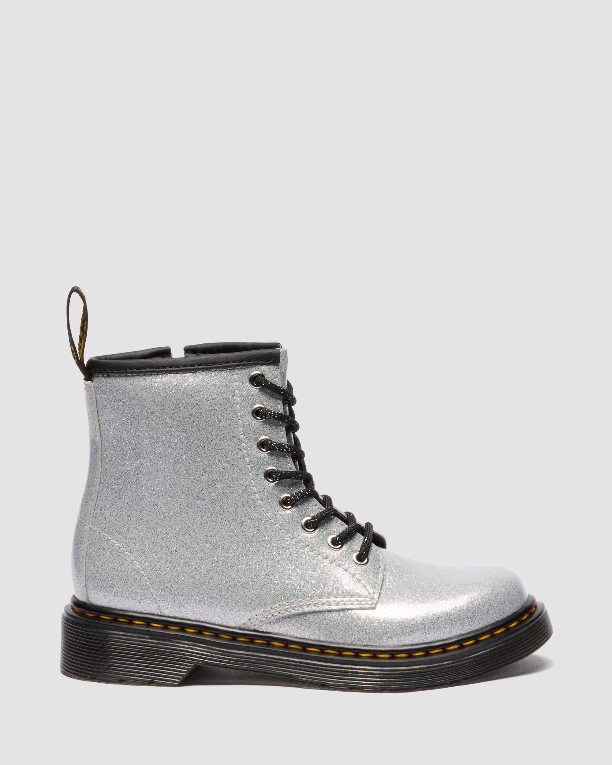 JUNIOR 1460 GLITTER PATENT LEATHER  BOOTS in Silver