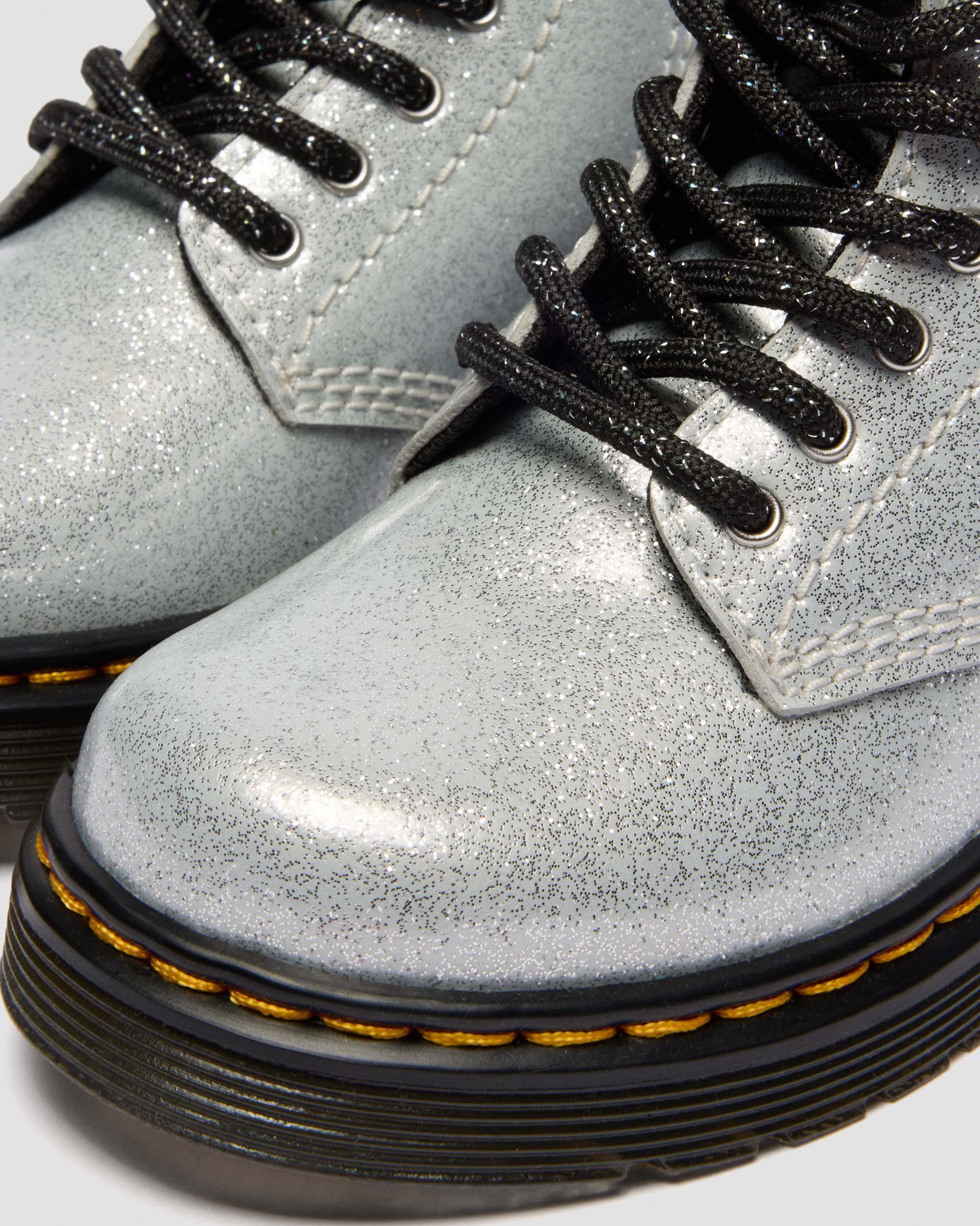 JUNIOR 1460 GLITTER PATENT LEATHER  BOOTS in Silver