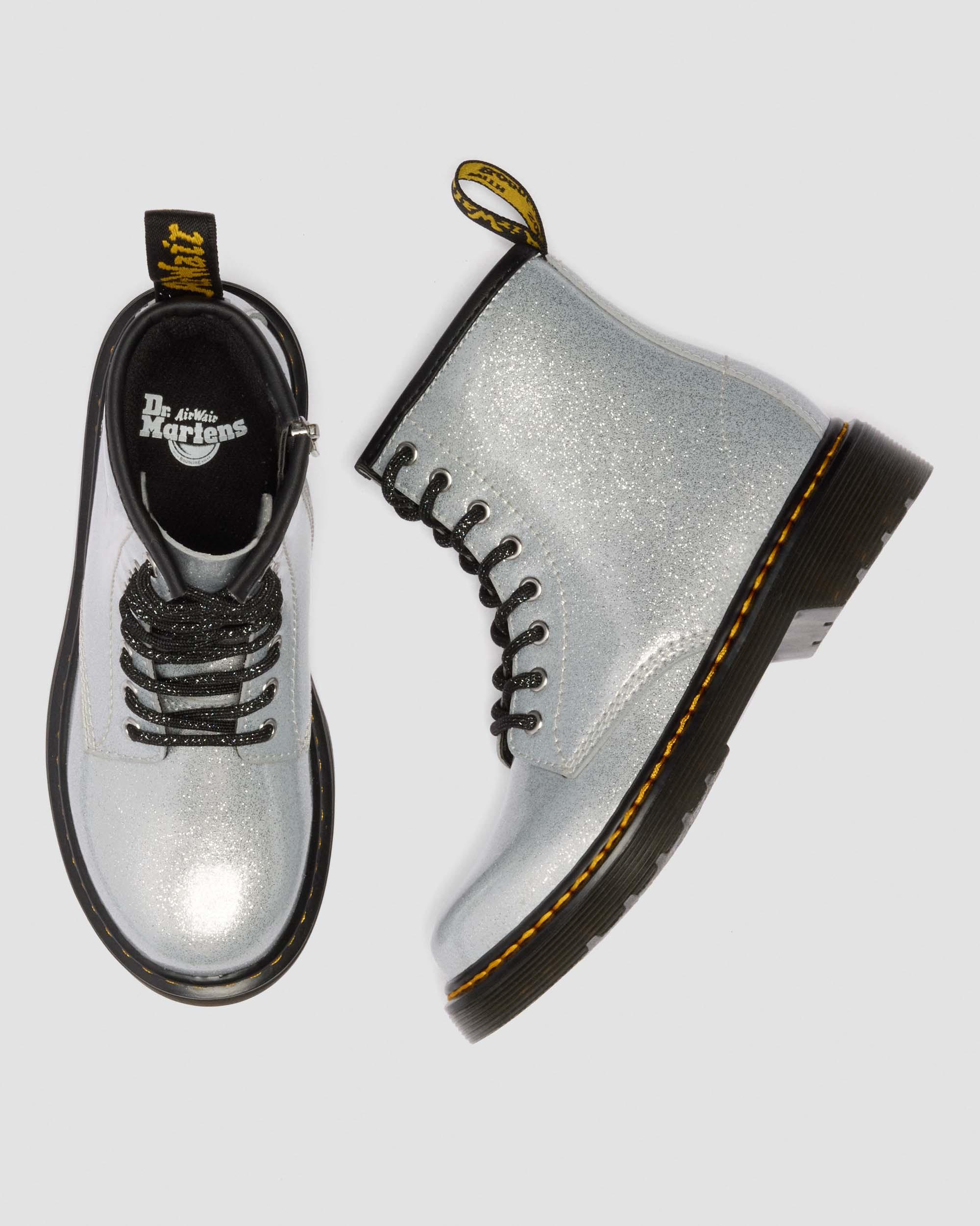 JUNIOR 1460 GLITTER PATENT LEATHER  BOOTS in Silver