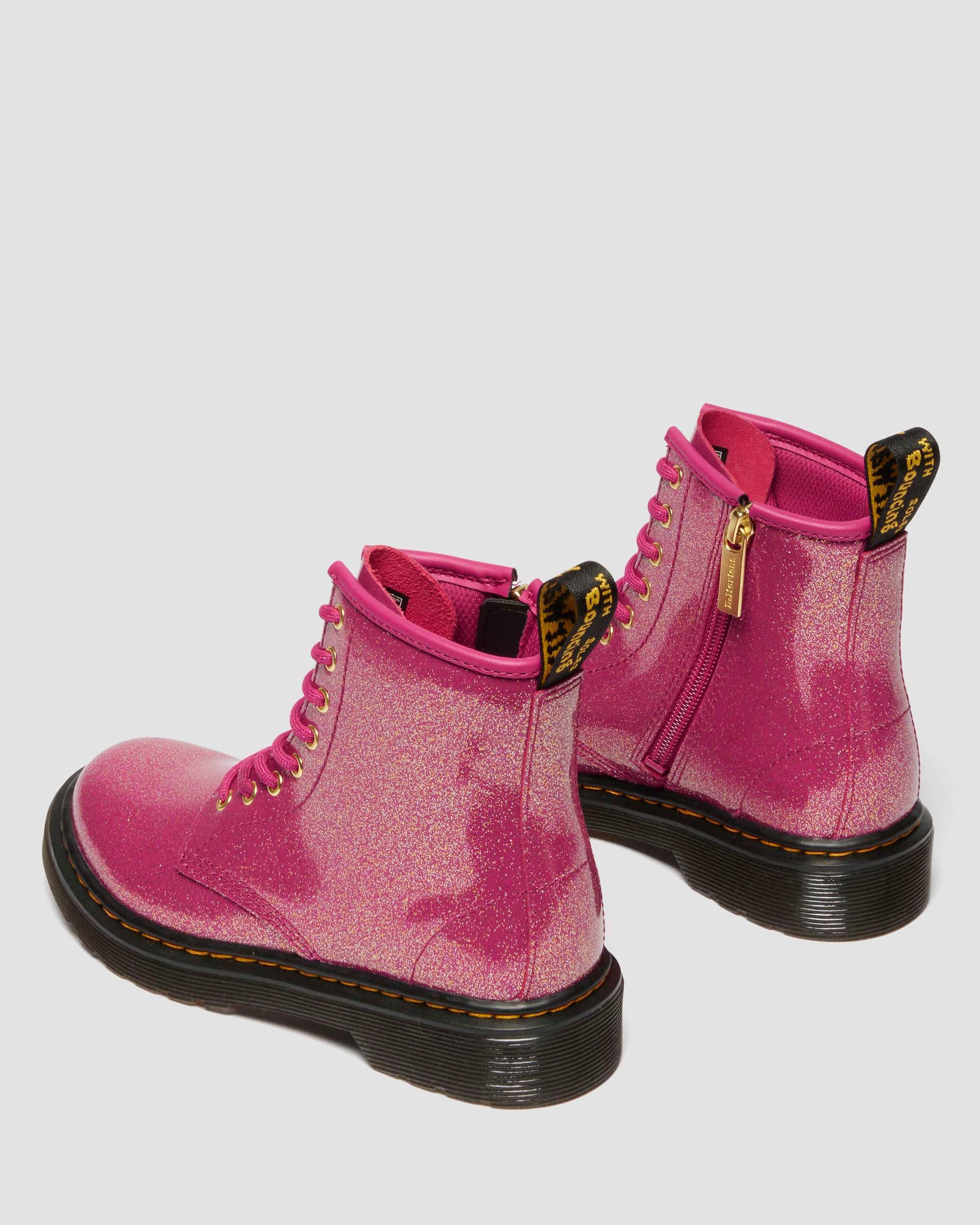 JUNIOR 1460 GLITTER PATENT LEATHER  BOOTS in Pink, Silver & Gold