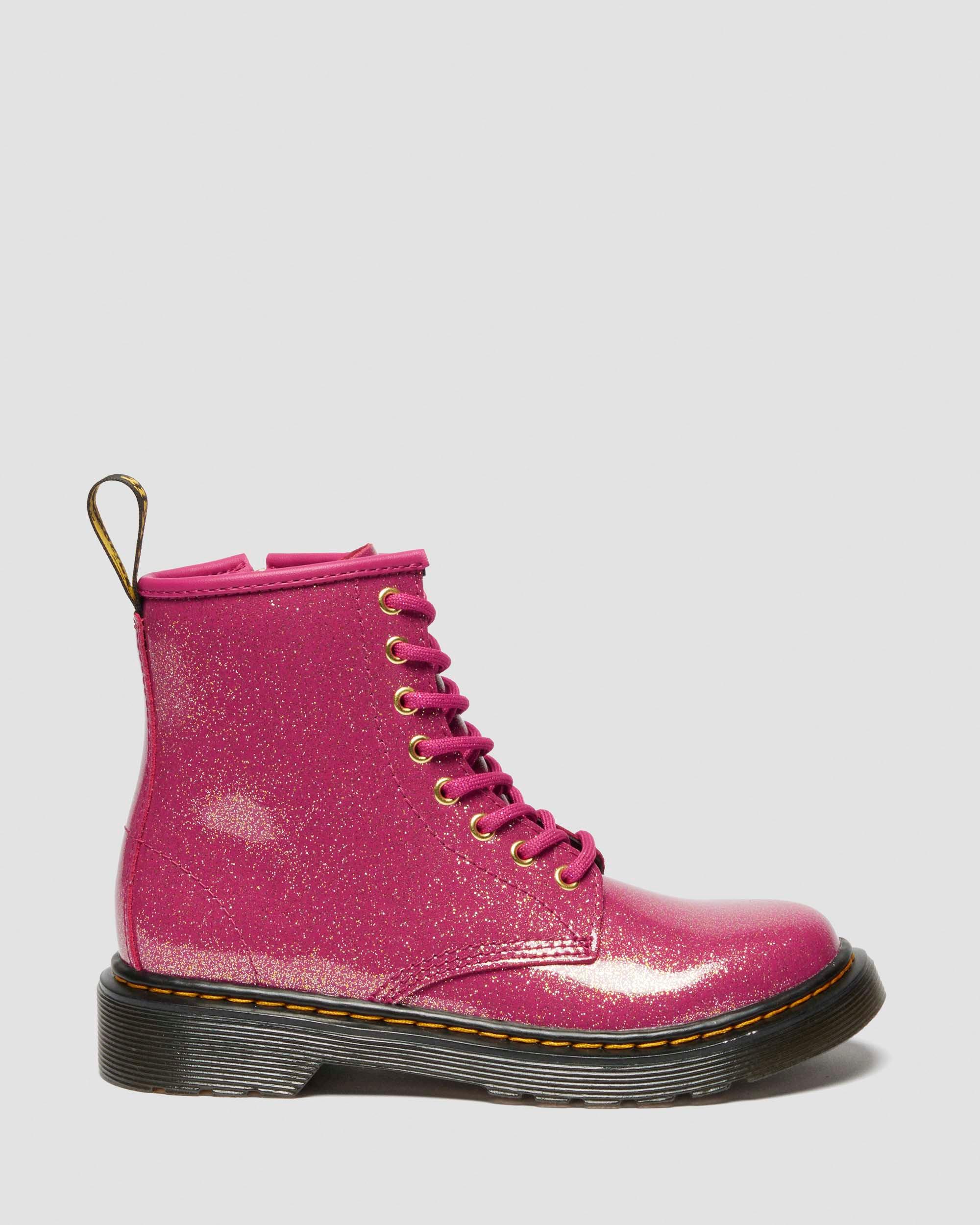 JUNIOR 1460 GLITTER PATENT LEATHER  BOOTS in Pink, Silver & Gold