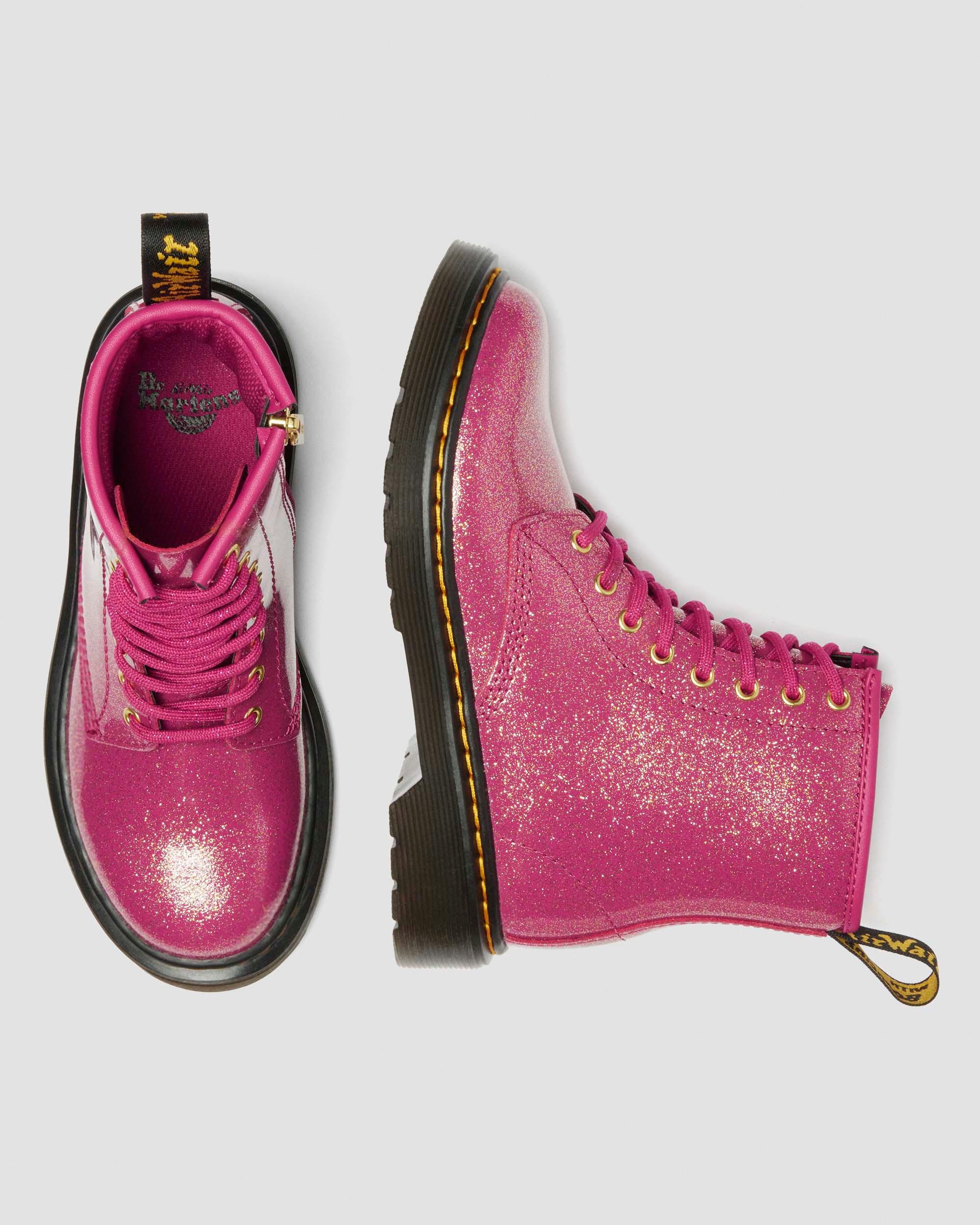 JUNIOR 1460 GLITTER PATENT LEATHER BOOTS in Fuchsia | Dr. Martens