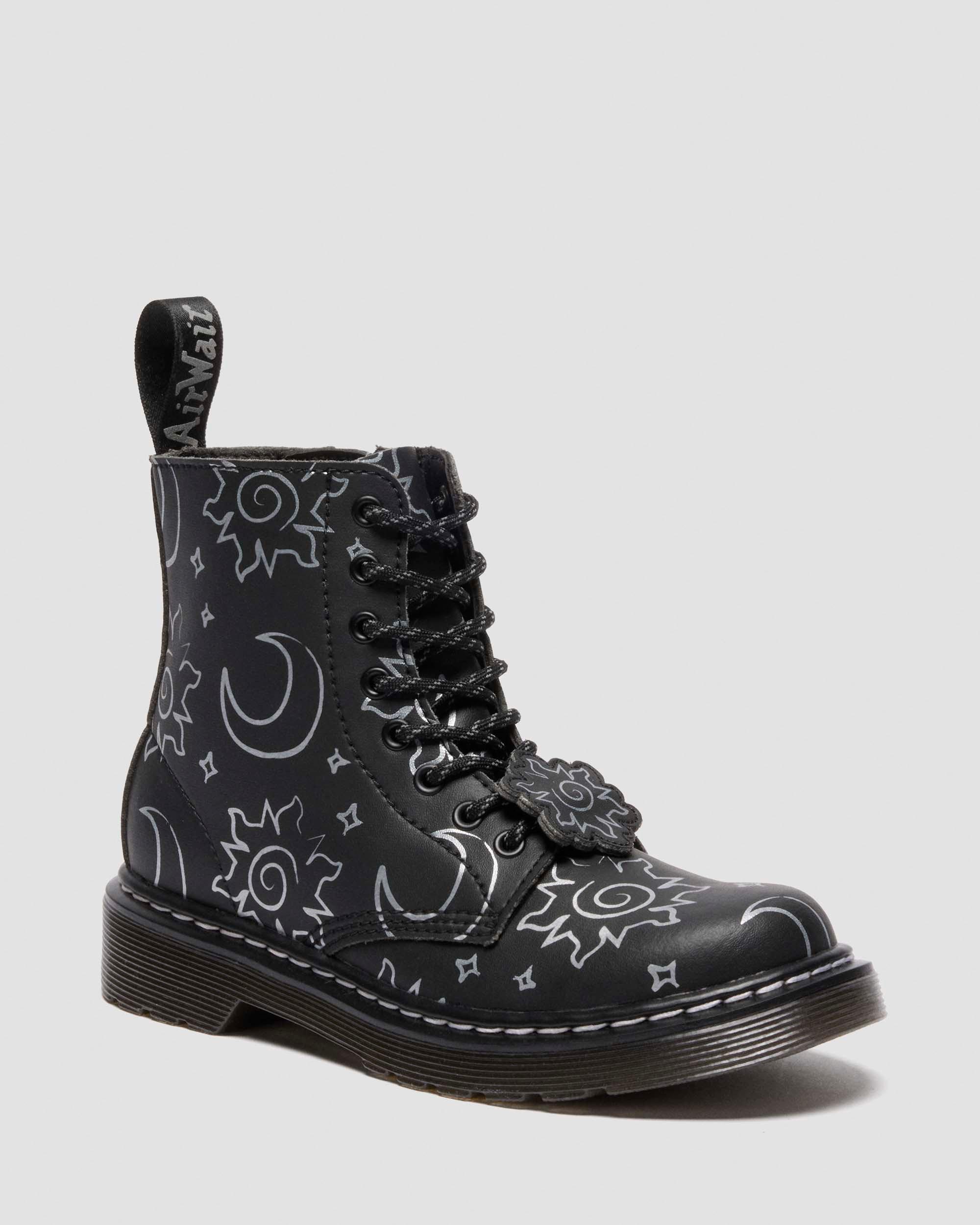 1460 Junior Reclaimed Leather Boots in BLACK+SILVER