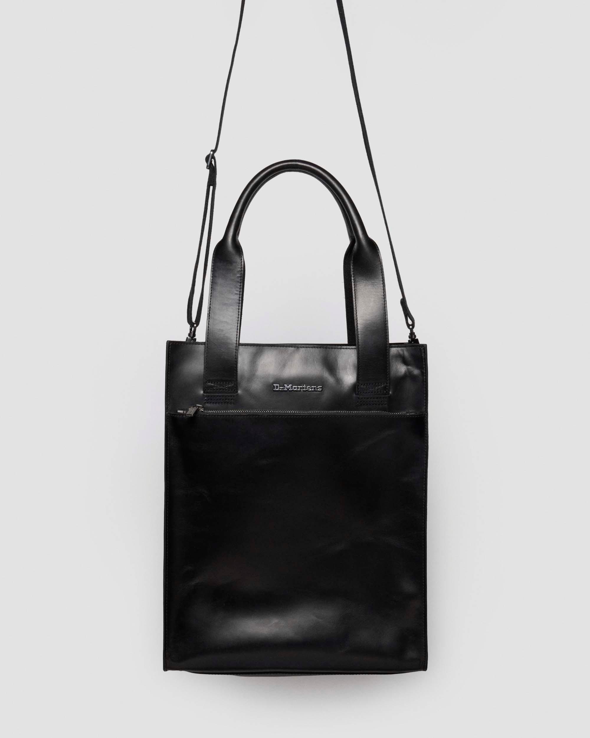 LEATHER TOTE BAG in BLACK