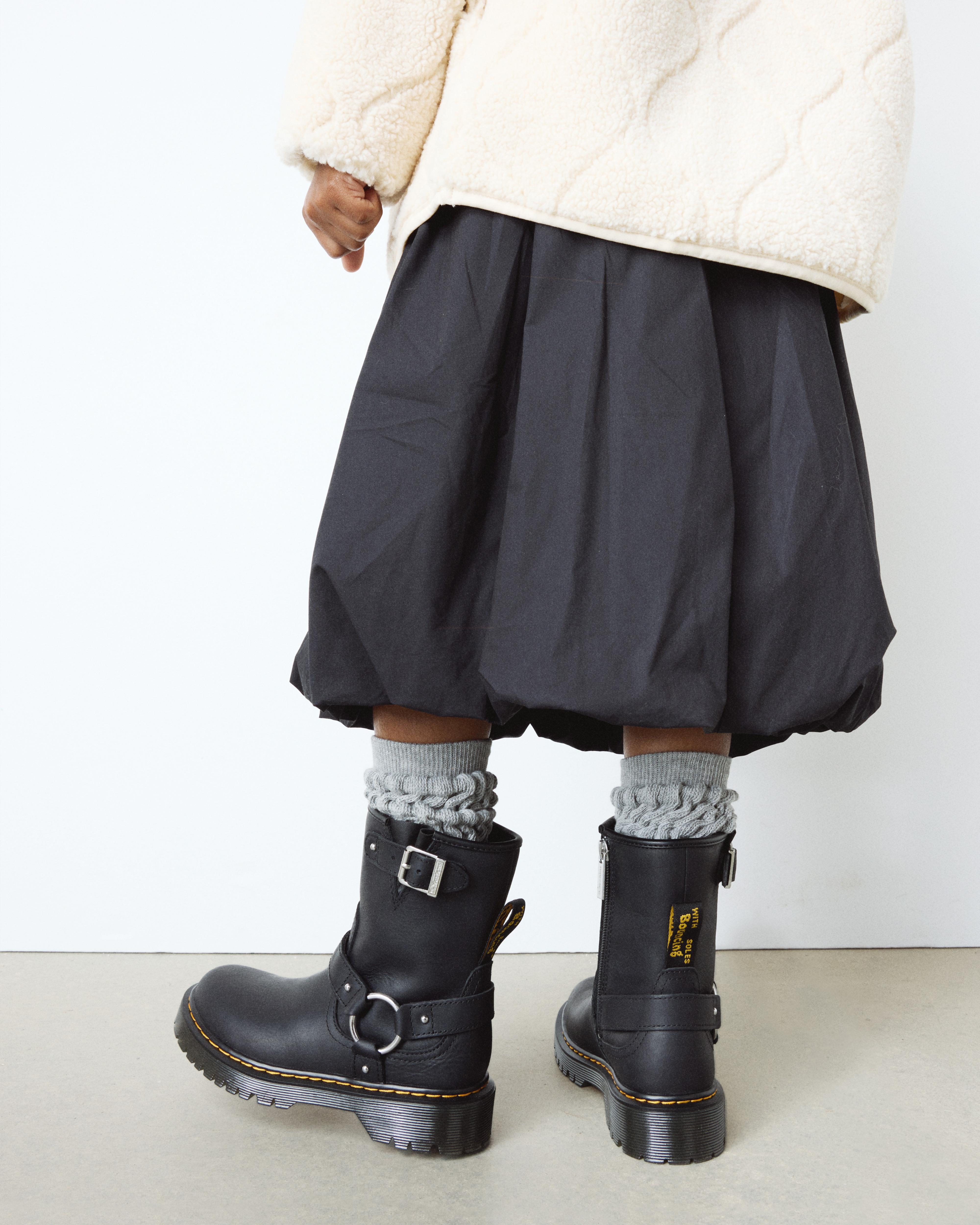 JUNIOR GENAYA LEREN BIKER BOOTS in Zwart