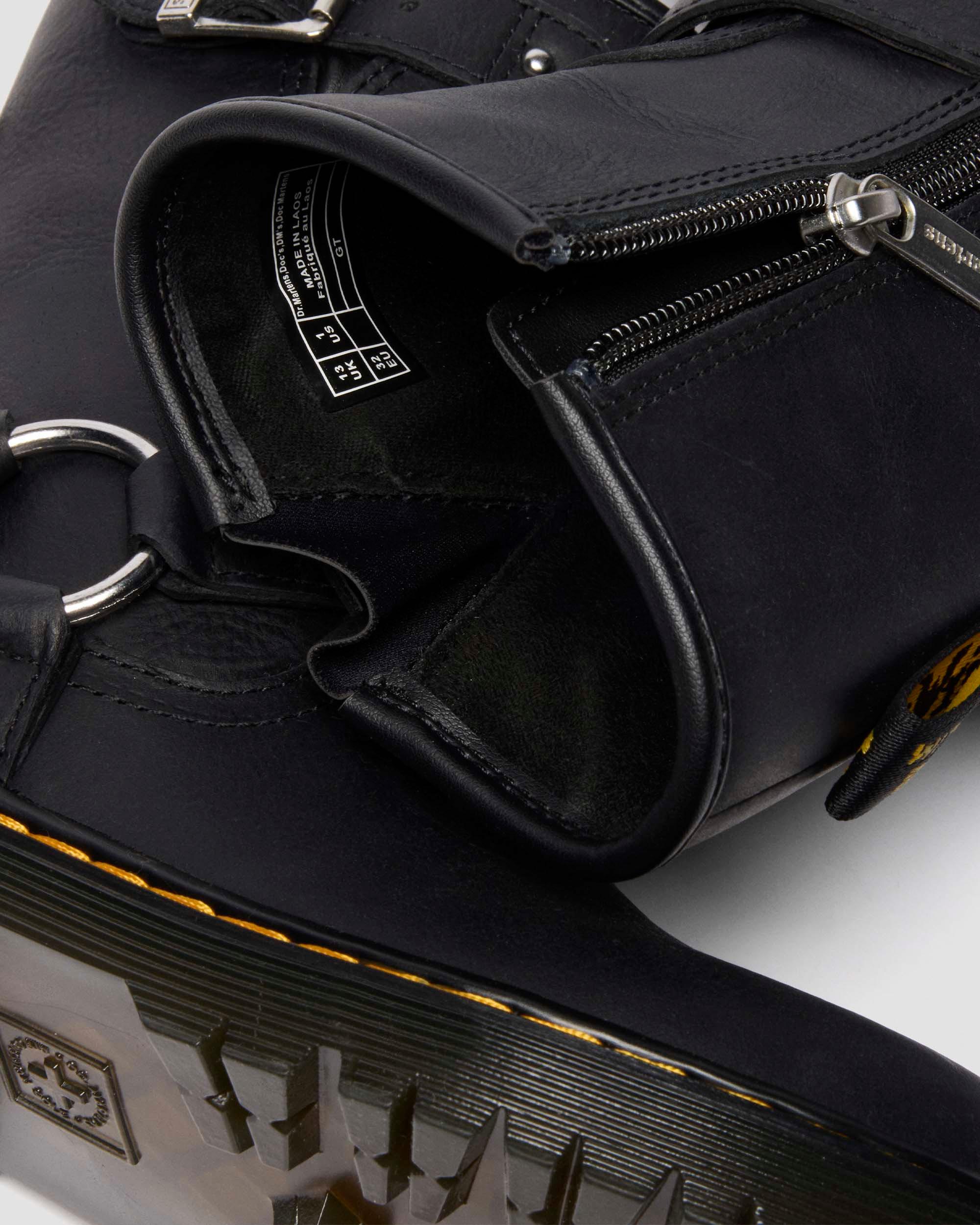 JUNIOR GENAYA LEREN BIKER BOOTS in Zwart