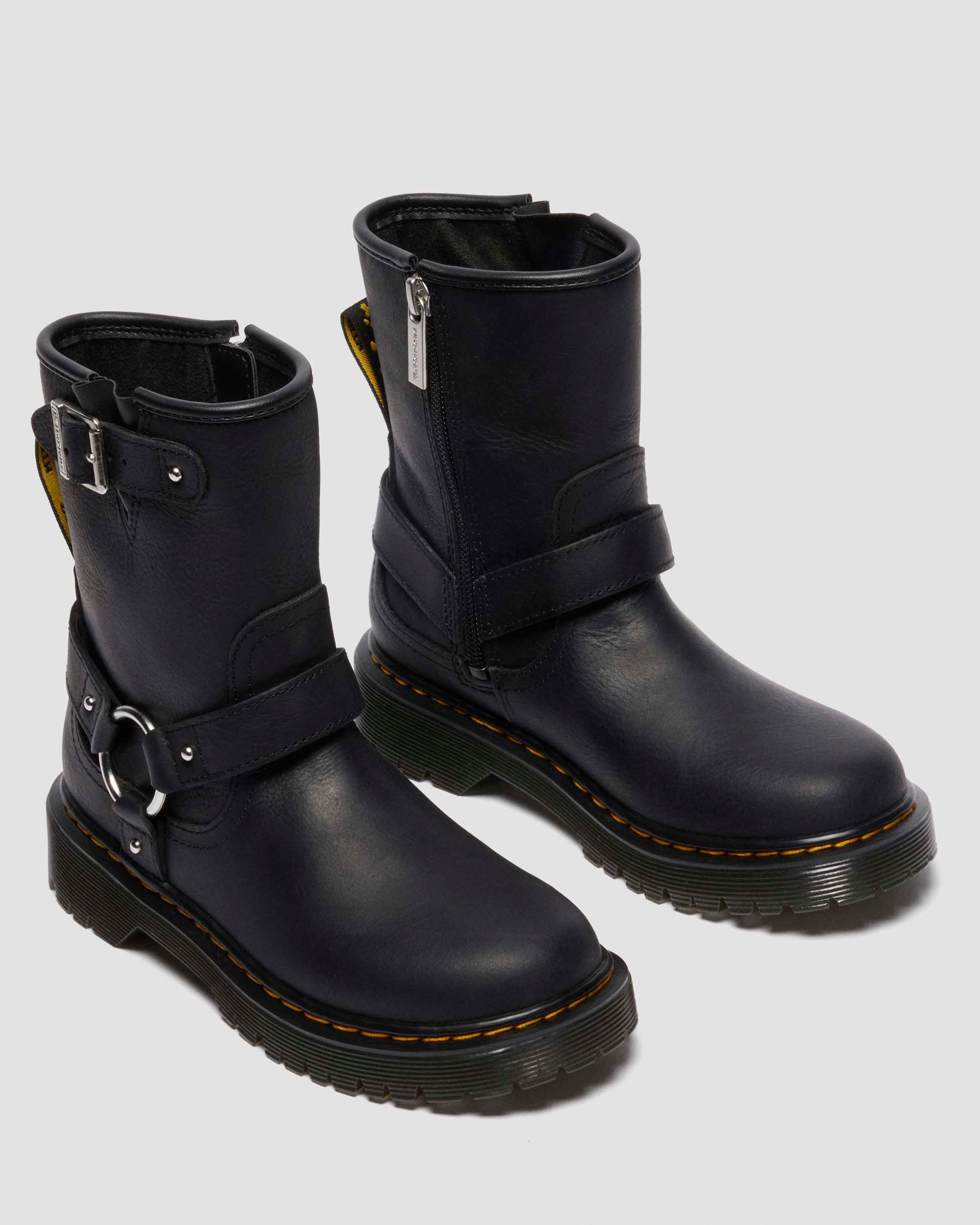 JUNIOR GENAYA LEREN BIKER BOOTS in Zwart