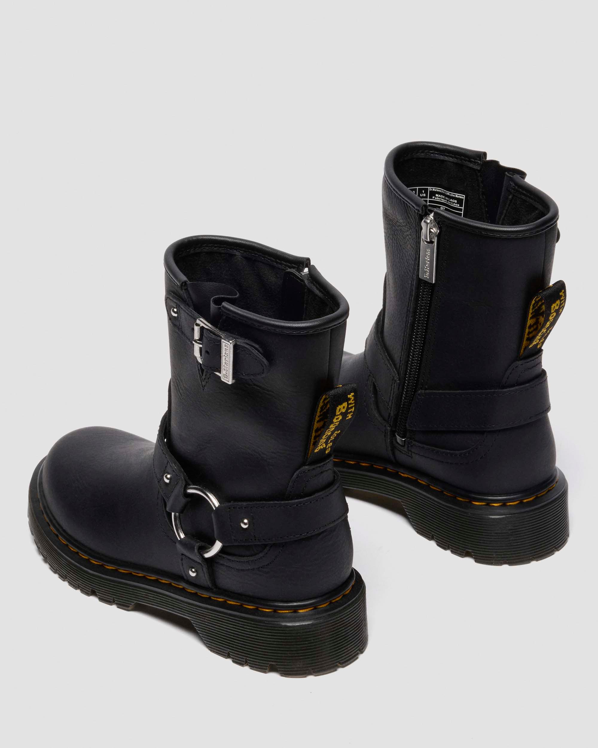 JUNIOR GENAYA LEREN BIKER BOOTS in Zwart