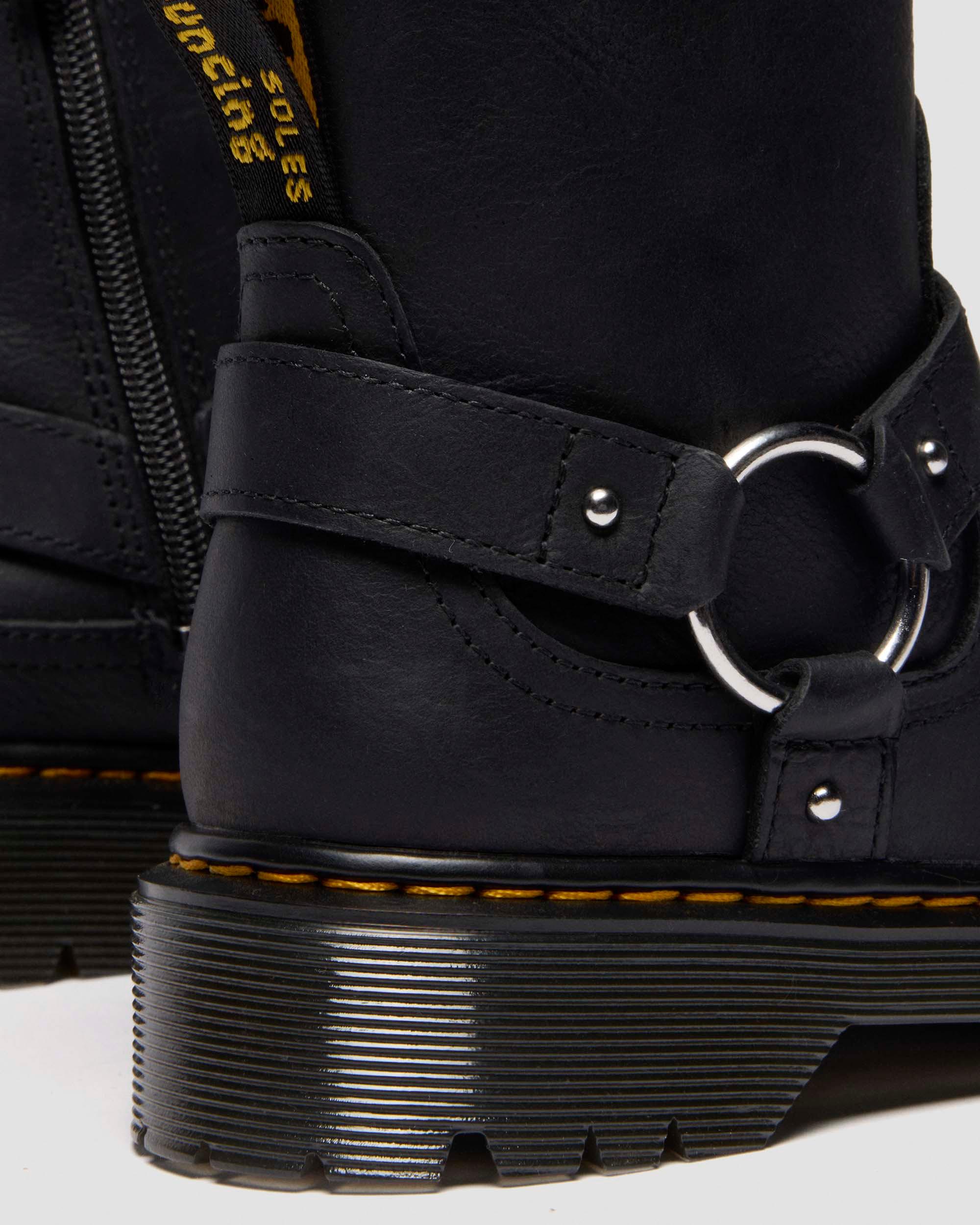 JUNIOR GENAYA LEREN BIKER BOOTS in Zwart