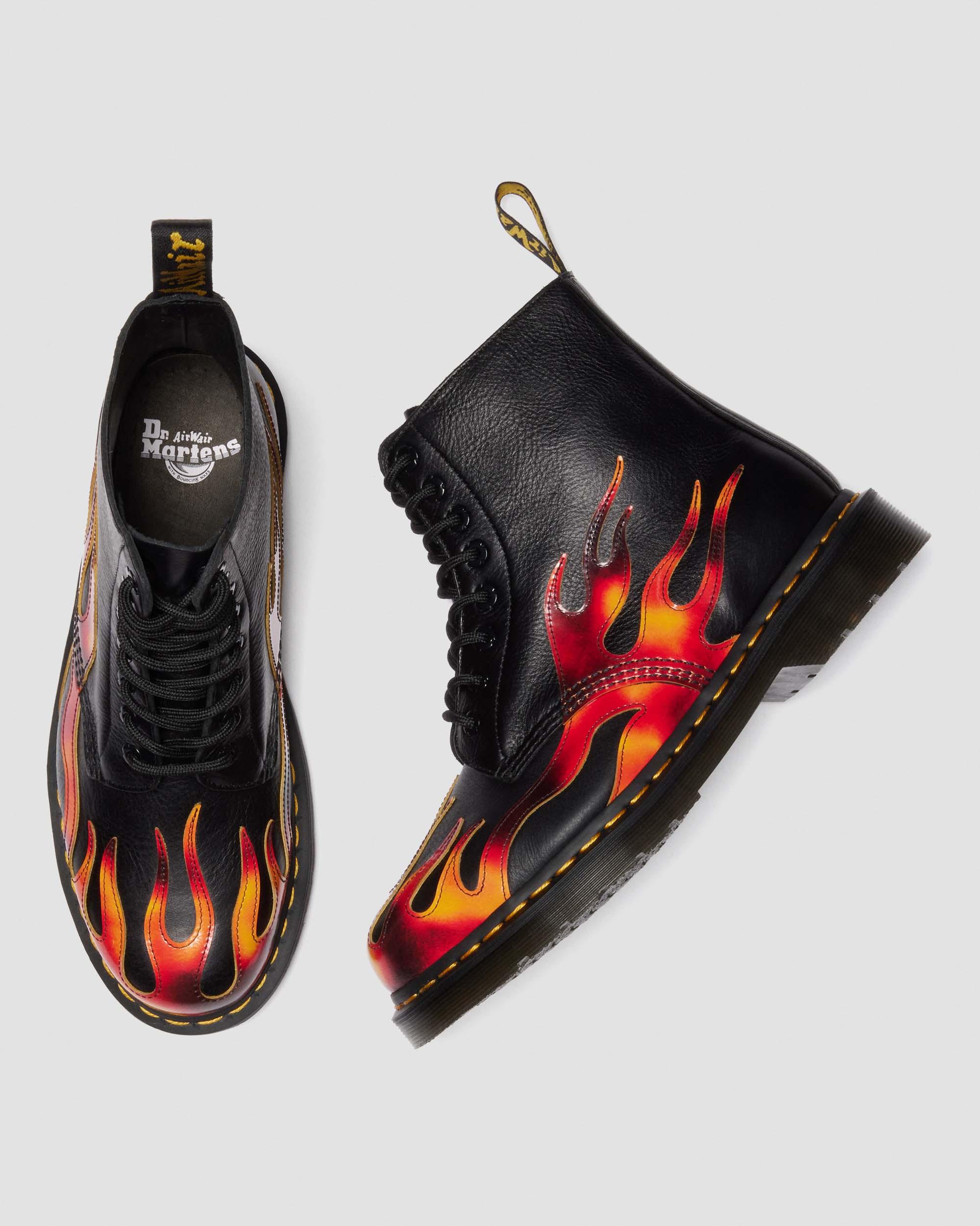 1460 PASCAL FLAME-STØVLER I ARCADIA RUB OFF-LÆDER in Sort, Rød & Gul