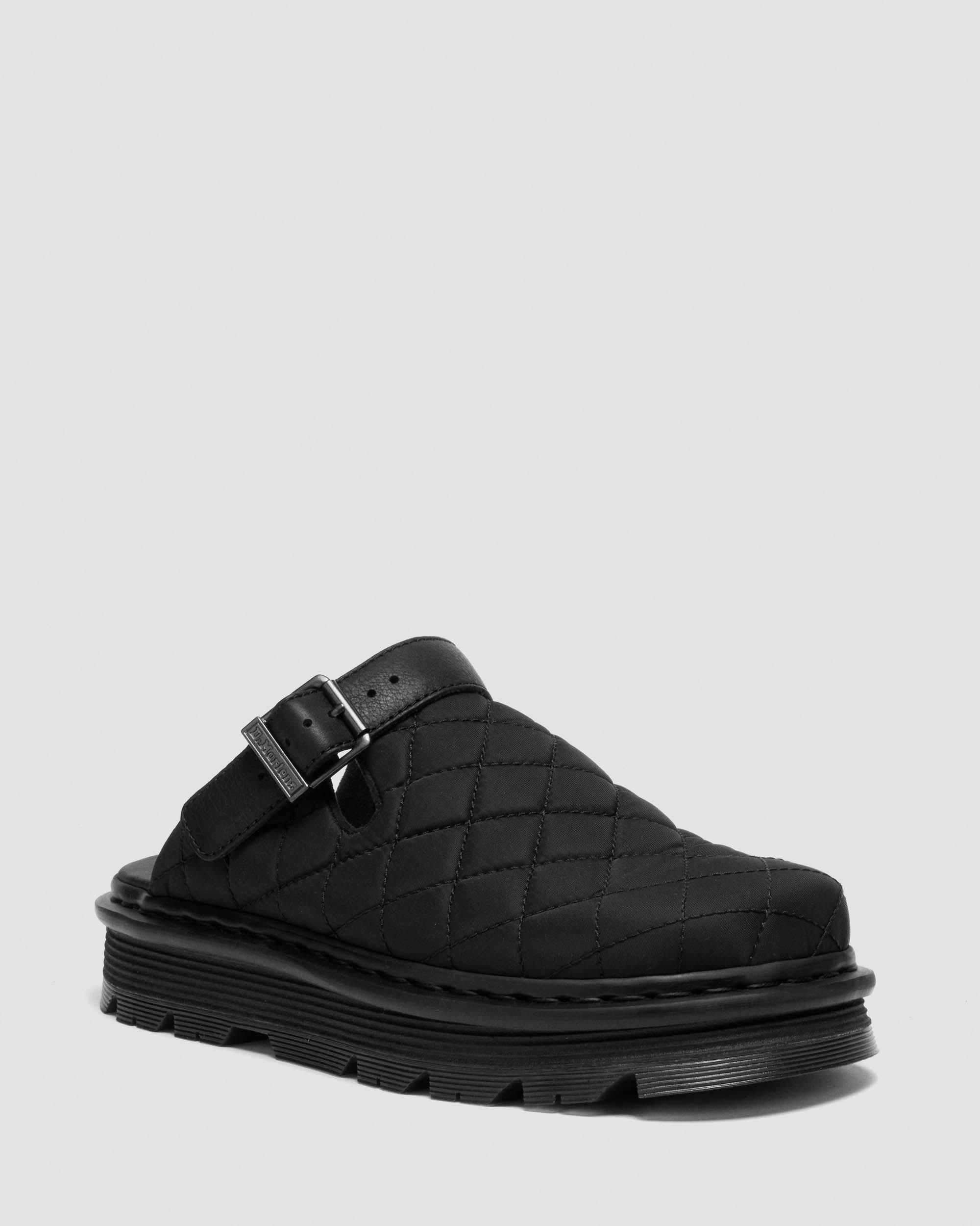Zebzag Quilted Canvas Platform Mules in Black