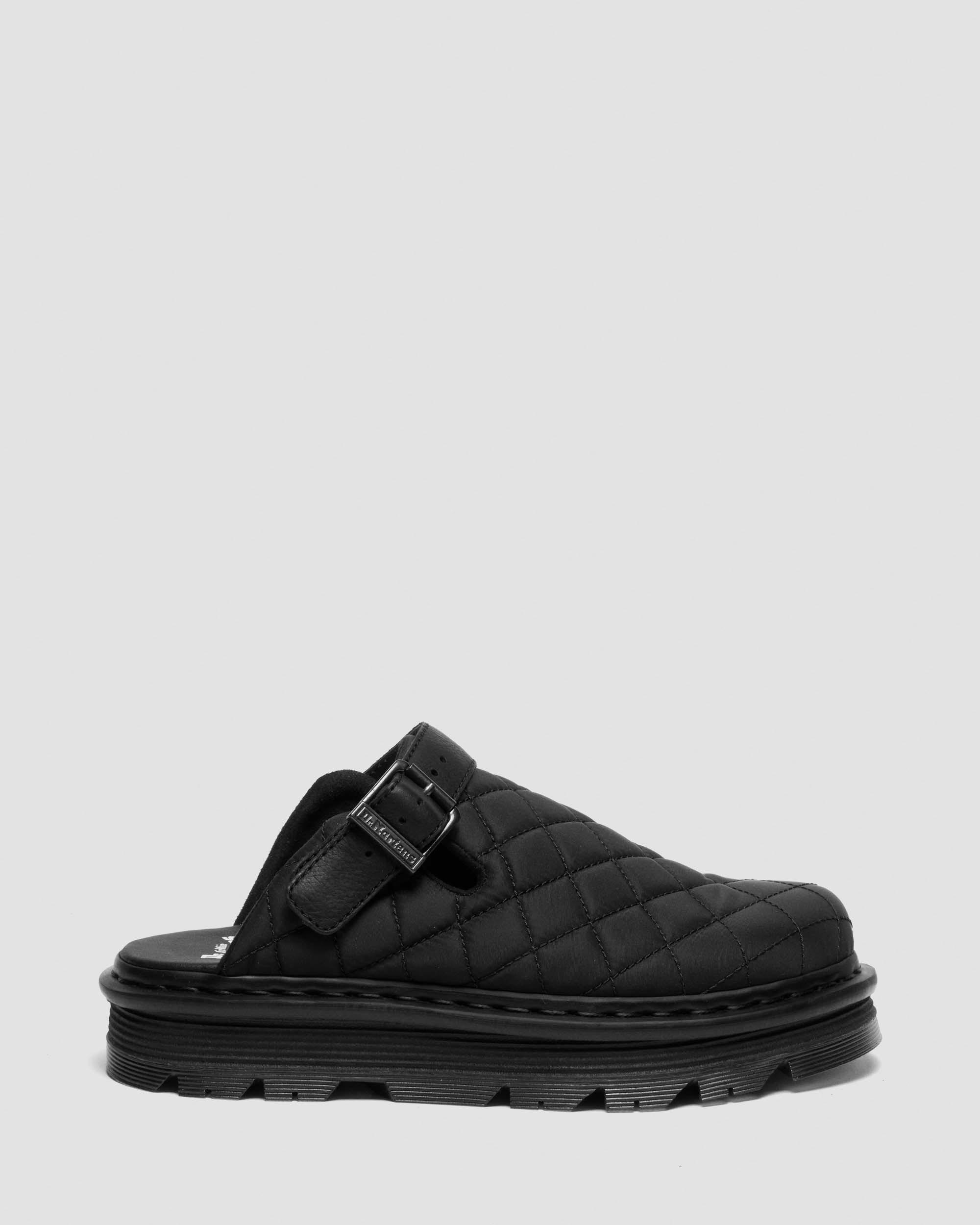 Zebzag Quilted Canvas Platform Mules in Black | Dr. Martens