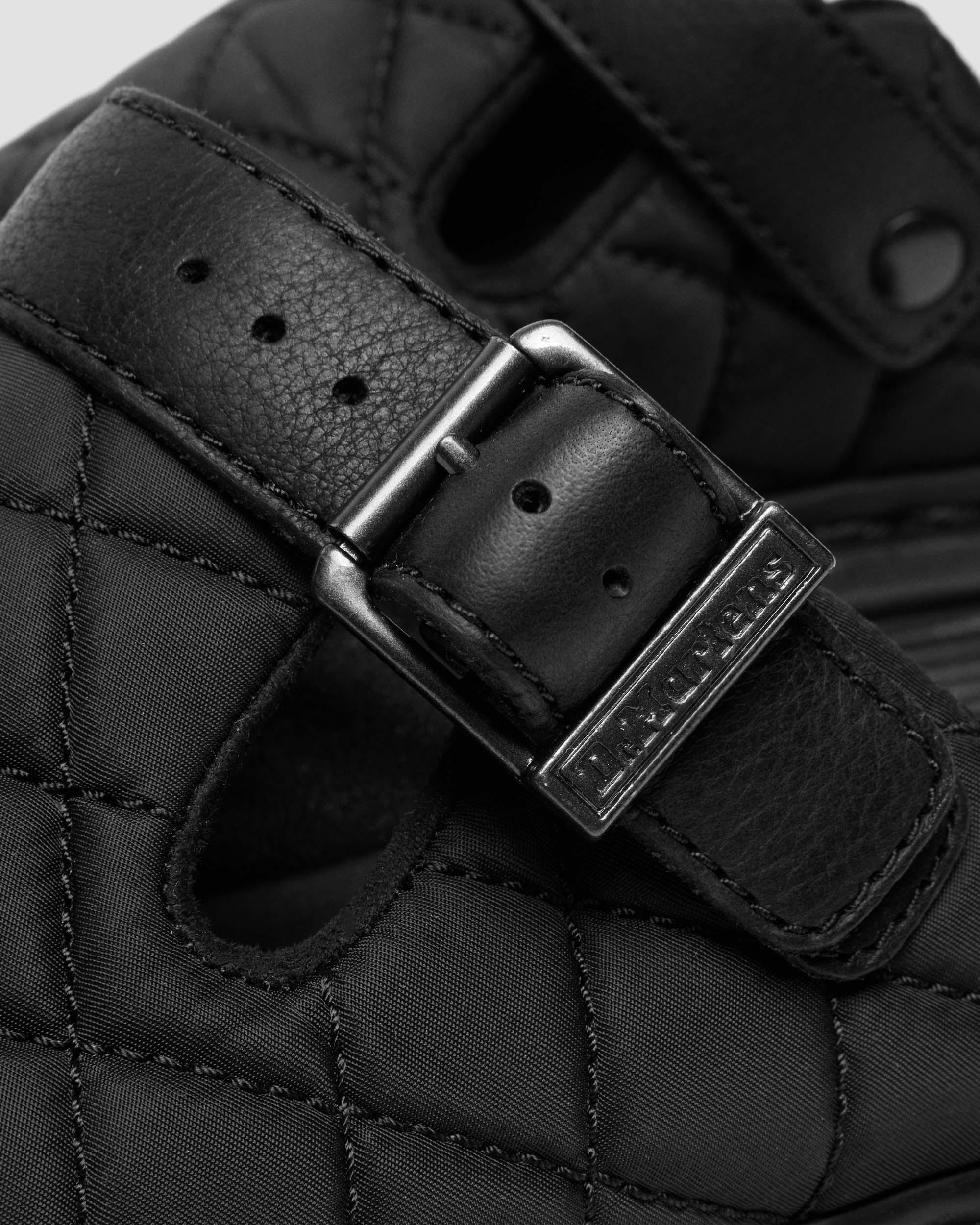 Zebzag Quilted Canvas Platform Mules in Black