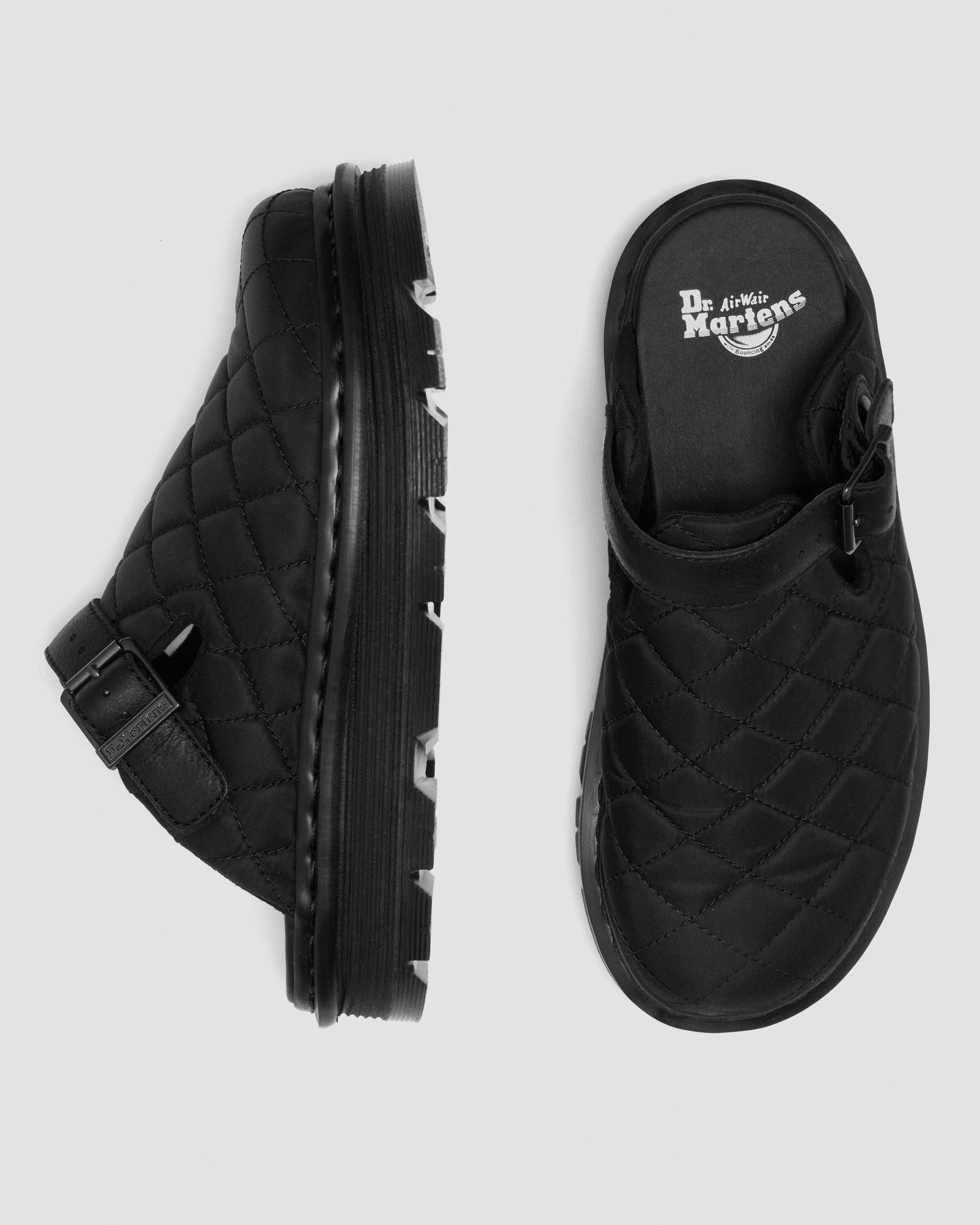 Zebzag Quilted Canvas Platform Mules in Black